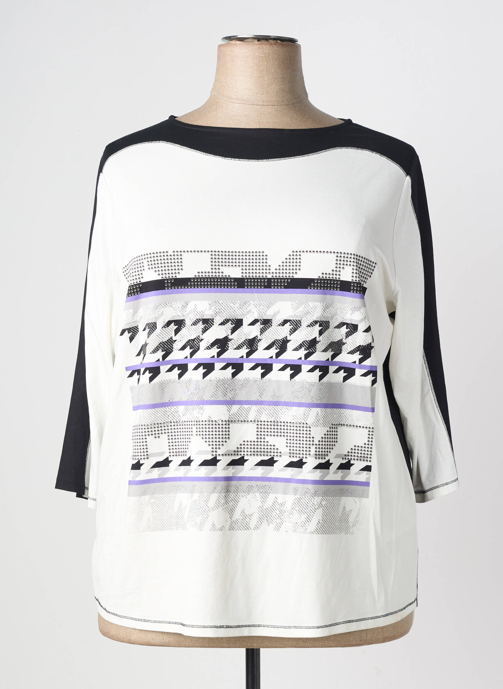 Tricou mâneci 3/4 mâneci 3/4 negru FRANK WALDER femeie