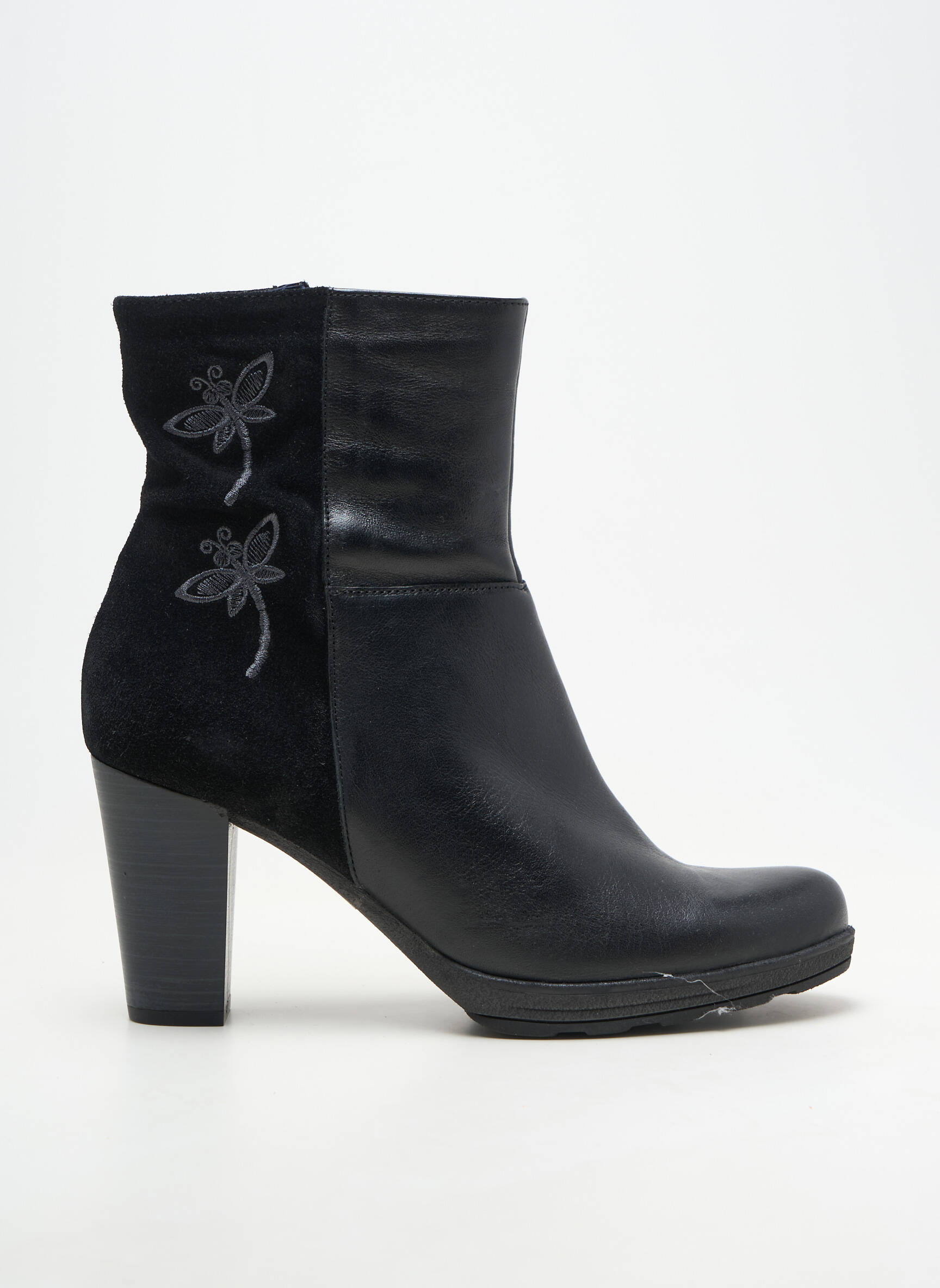 Cizme material neted toc de 7 la 9 cm negru DORKING femeie