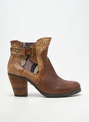 Botine/ghete material neted toc de 7 la 9 cm maro LAURA VITA femeie