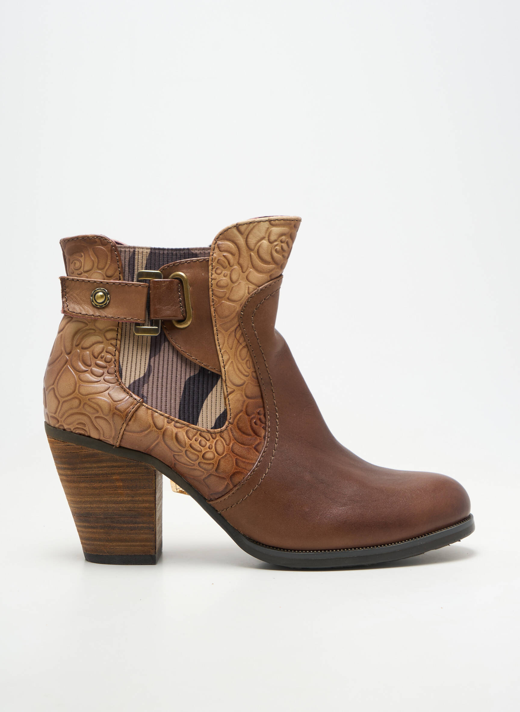 Botine/ghete material neted toc de 7 la 9 cm maro LAURA VITA femeie