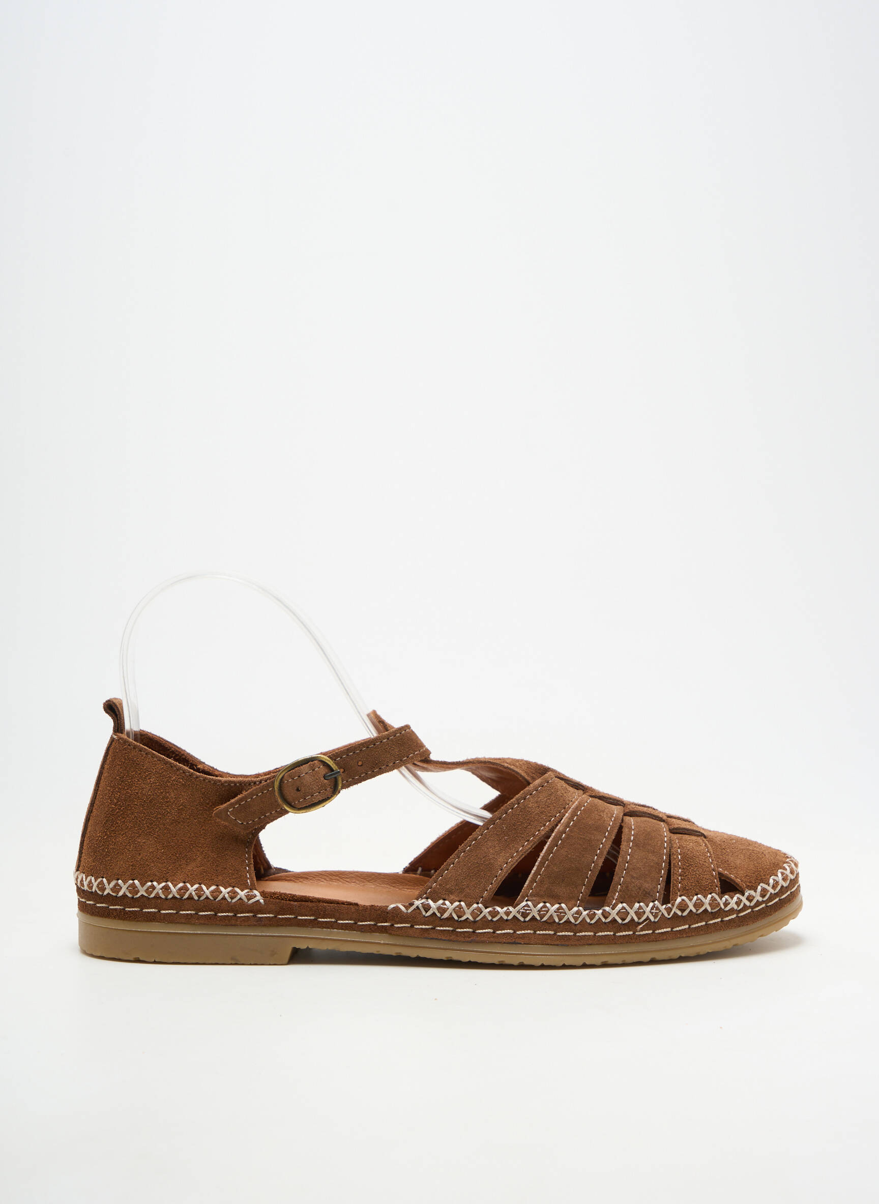Sandale/pantofi decupați chiquet toc plat până la 3 cm maro COCO ET ABRICOT femeie
