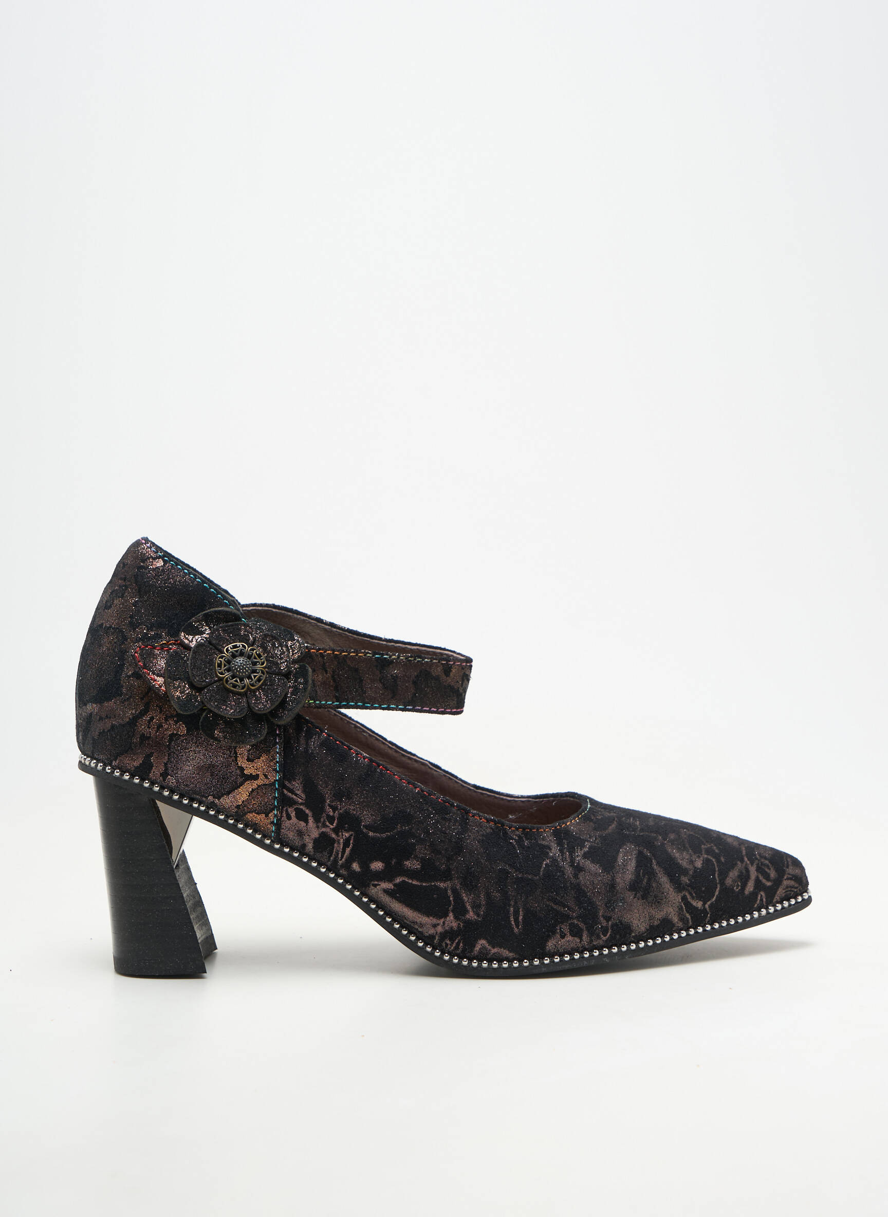 Pantofi cu toc țesătură satinată toc de 4 la 6 cm negru LAURA VITA femeie