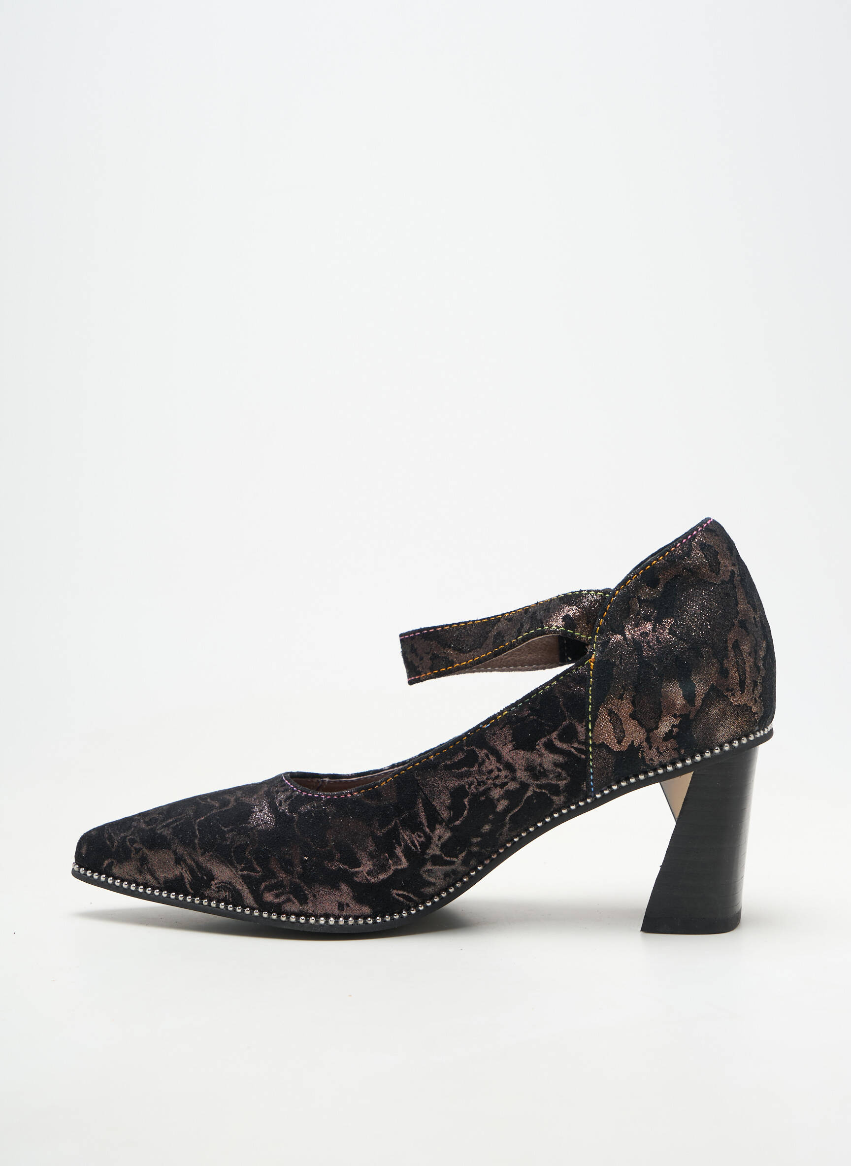 Pantofi cu toc țesătură satinată toc de 4 la 6 cm negru LAURA VITA femeie