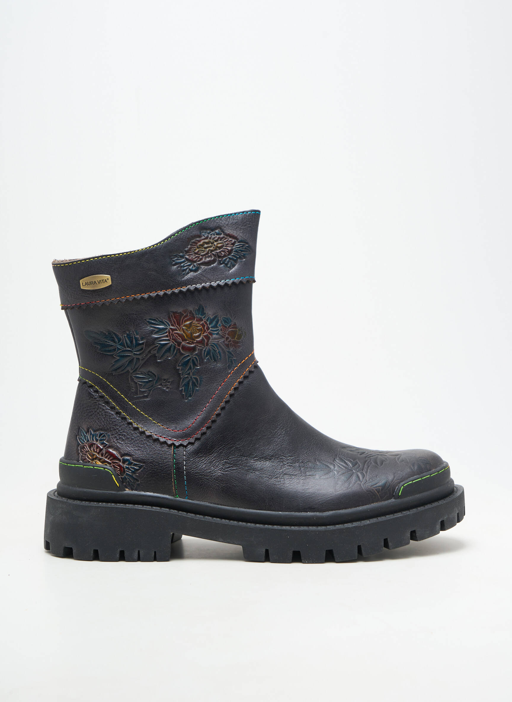 Botine/ghete material neted toc plat până la 3 cm negru LAURA VITA femeie