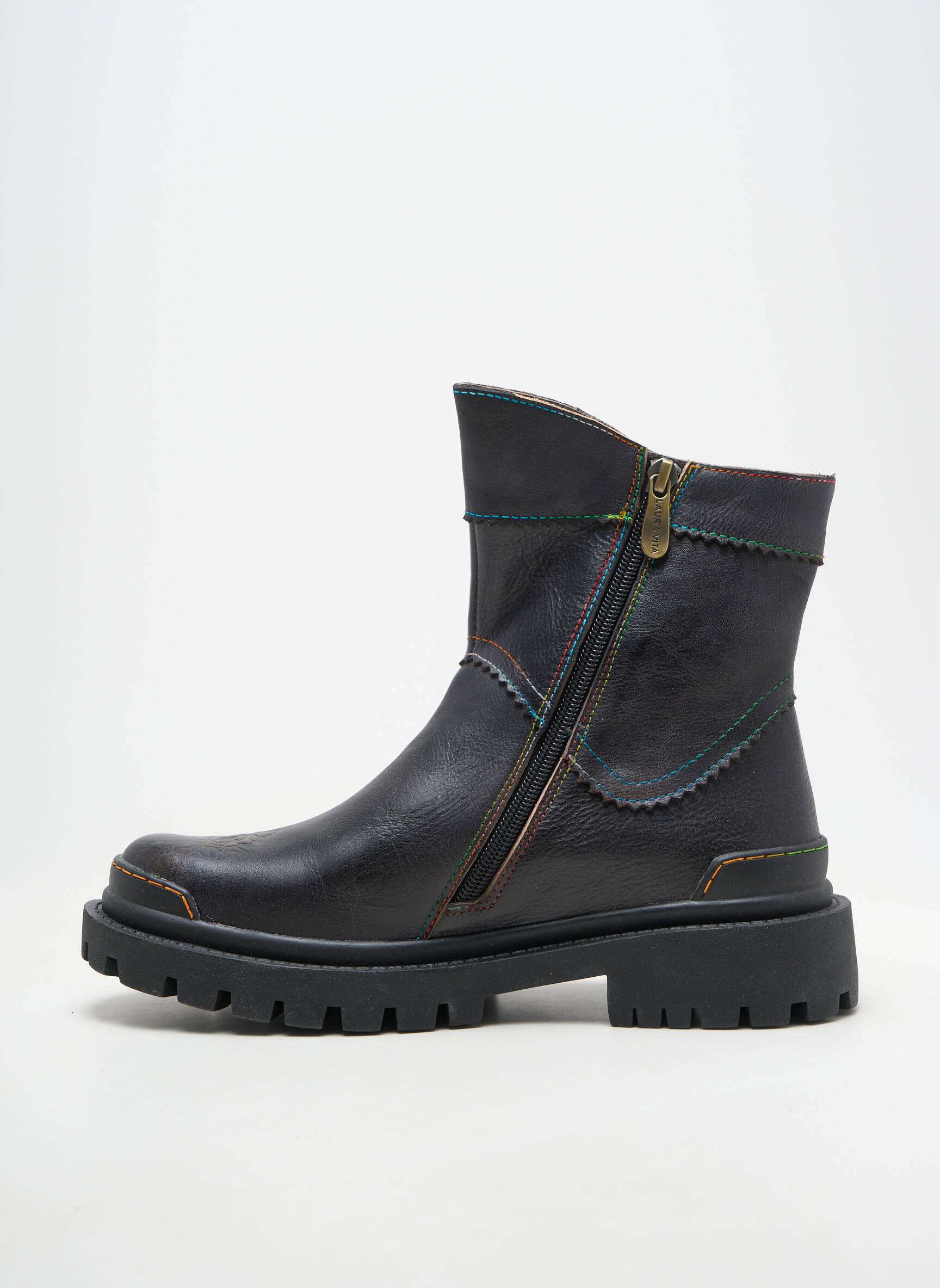 Botine/ghete material neted toc plat până la 3 cm negru LAURA VITA femeie