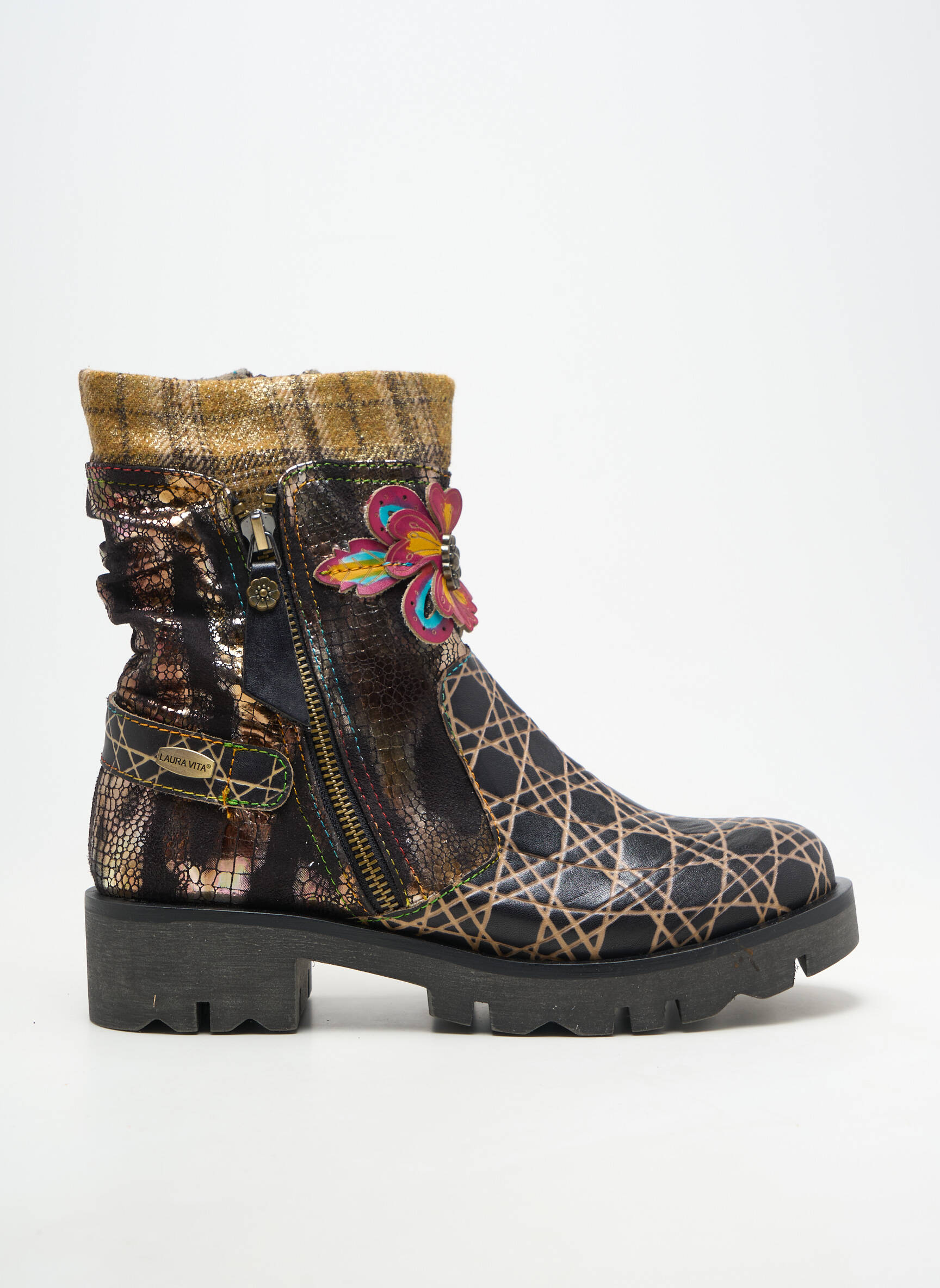 Botine/ghete material neted toc de 4 la 6 cm negru LAURA VITA femeie