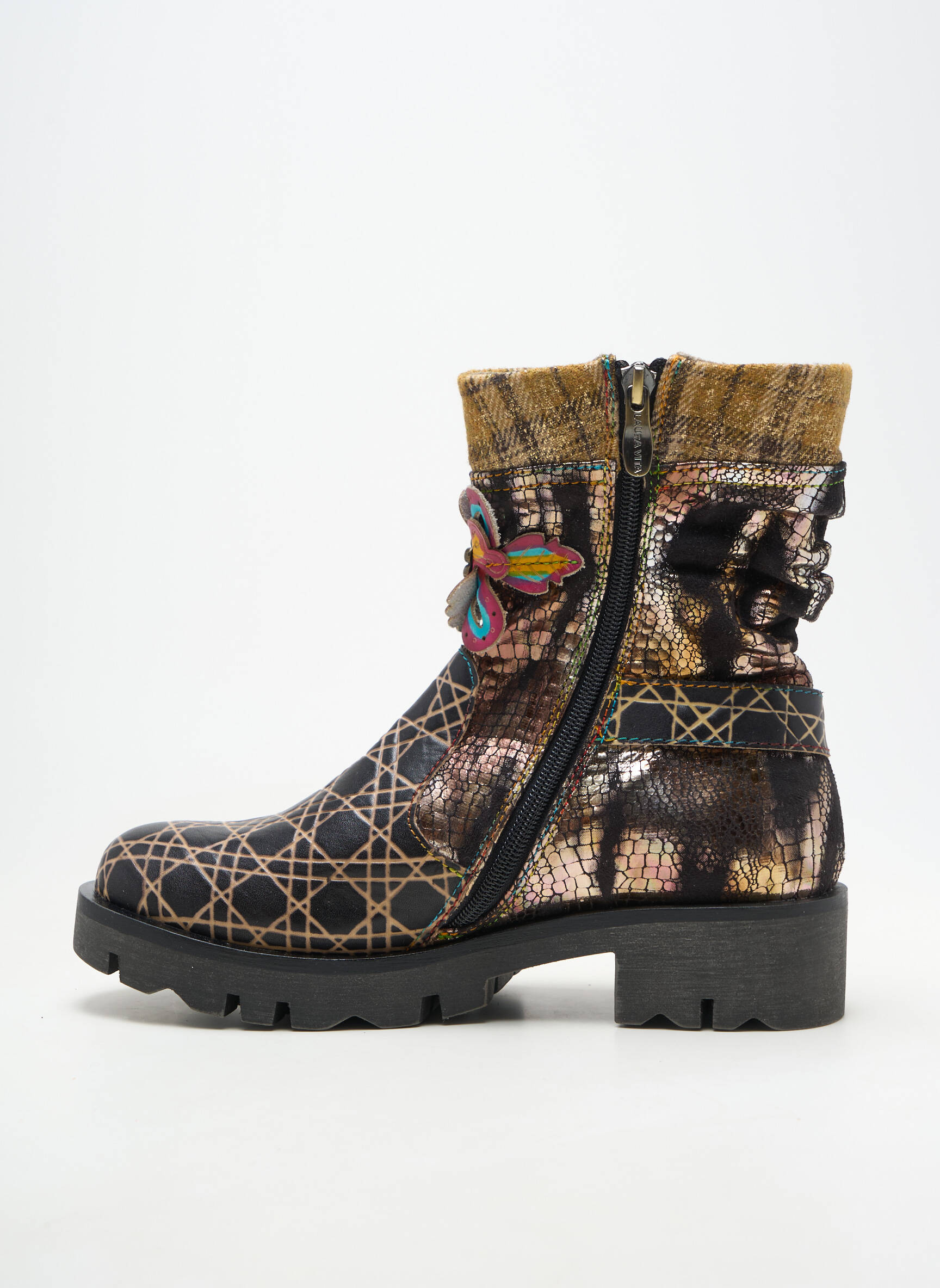 Botine/ghete material neted toc de 4 la 6 cm negru LAURA VITA femeie