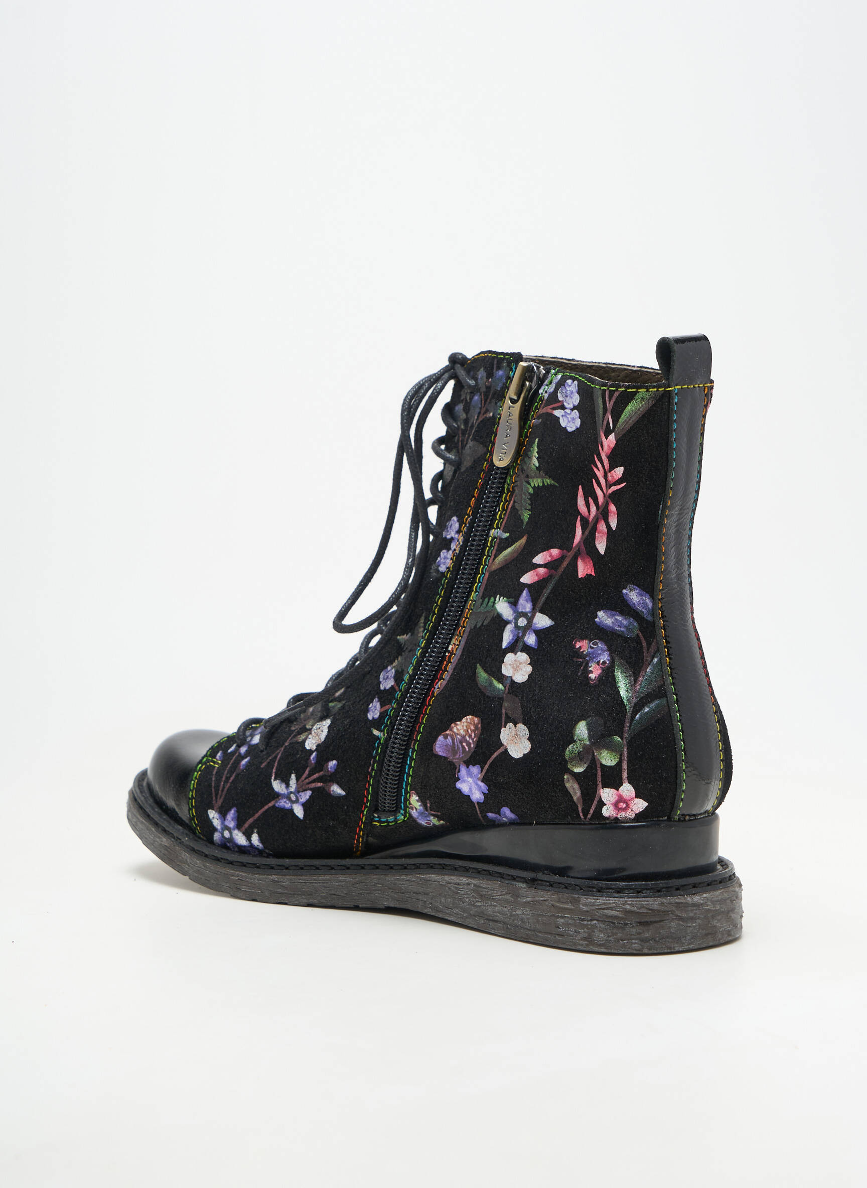 Botine/ghete țesătură satinată toc de 4 la 6 cm negru LAURA VITA femeie