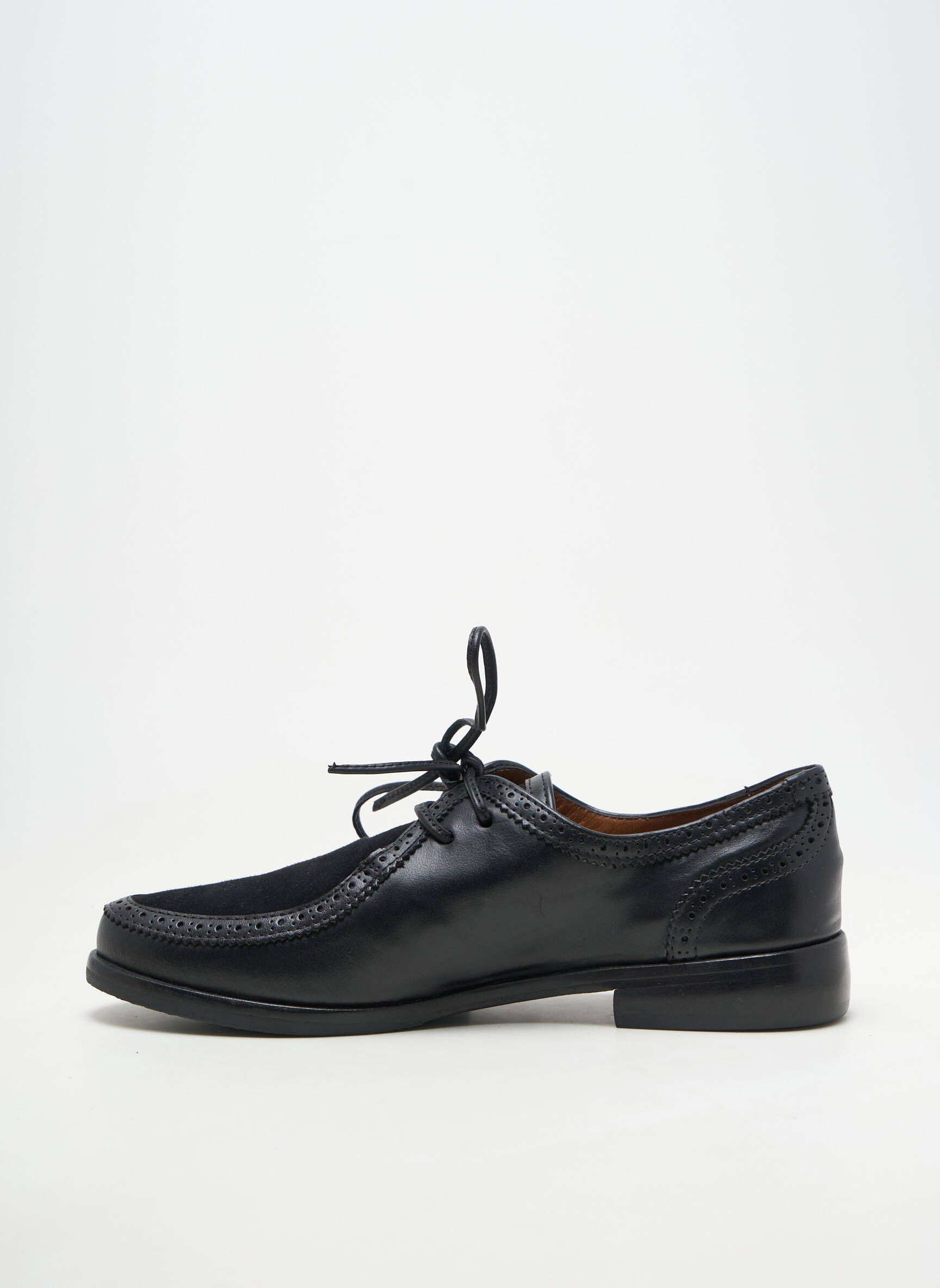 Derby-uri material neted toc plat până la 3 cm negru HOMERS femeie