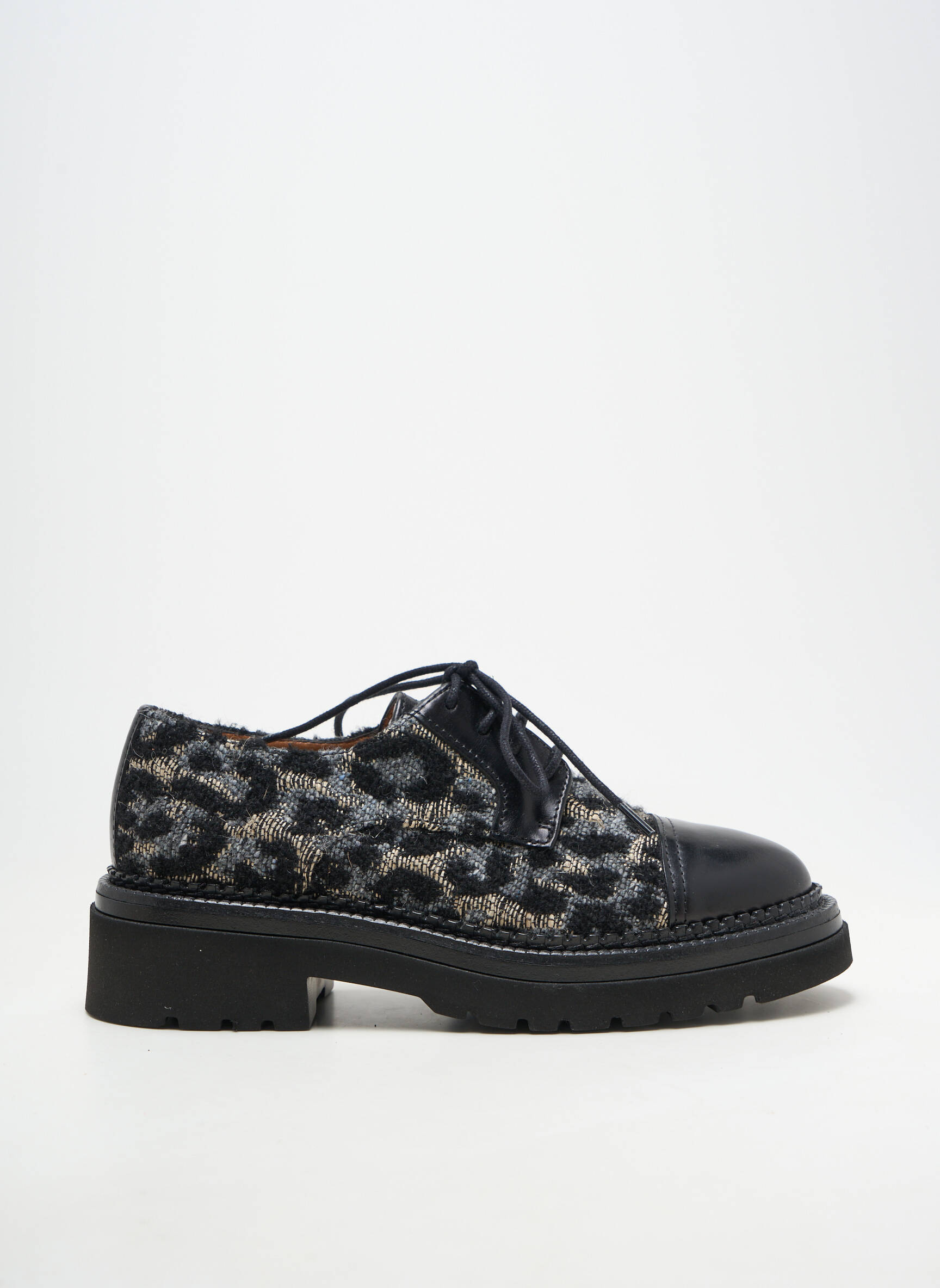 Mocasini material neted toc de 4 la 6 cm negru HOMERS femeie