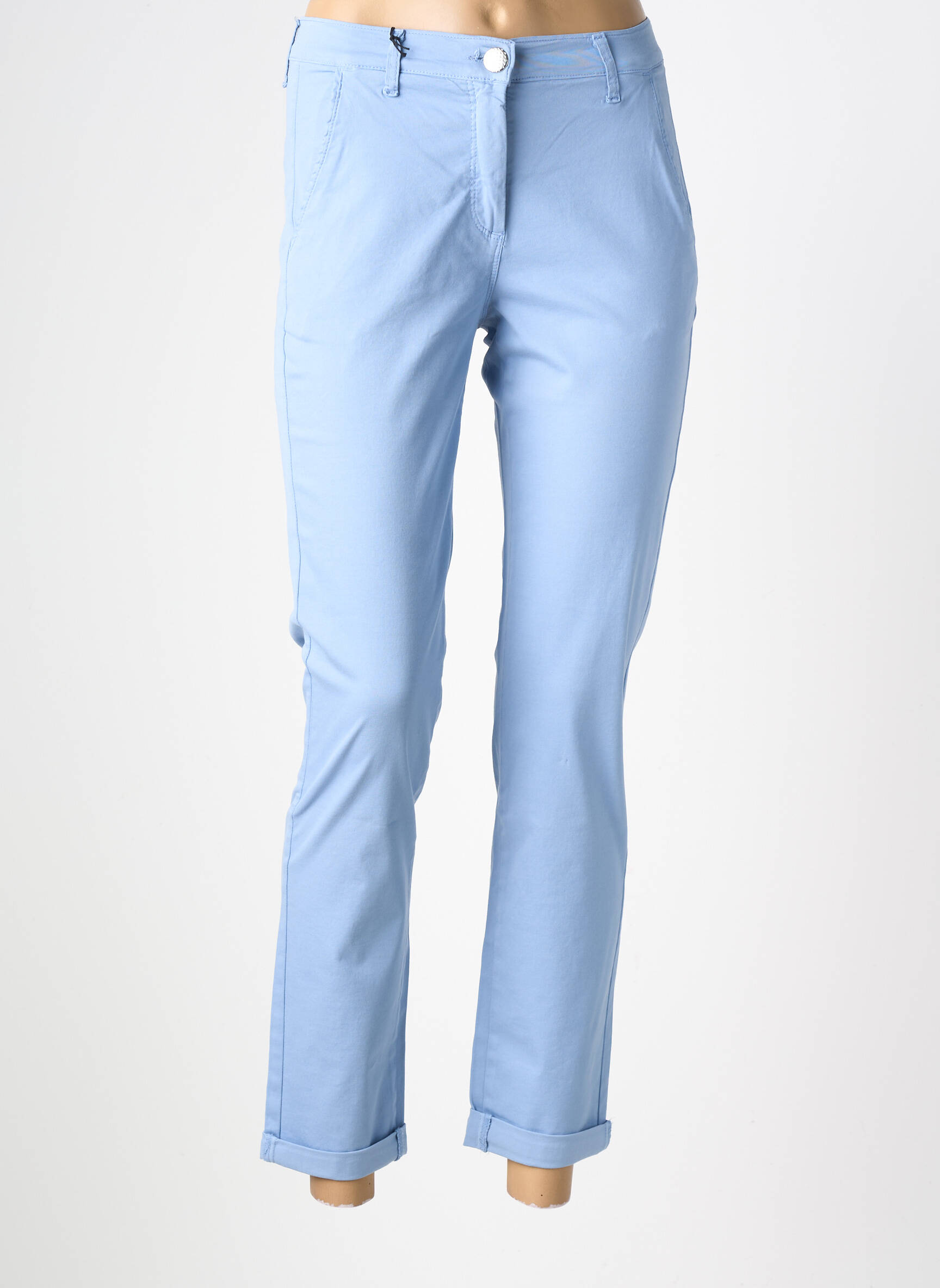 Pantalon chino țesătură poplin mărime normală albastru EAST DRIVE femeie