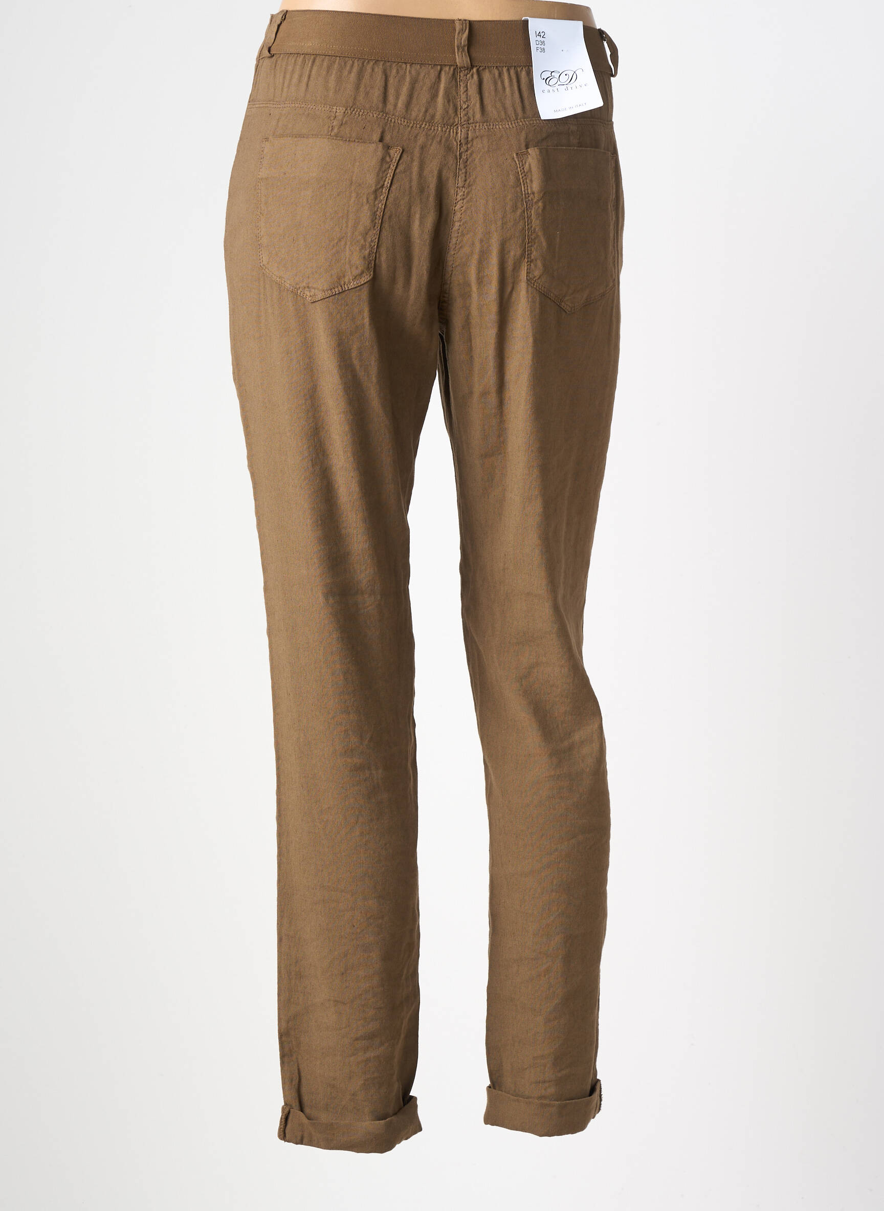 Pantalon slim țesătură poplin mărime normală maro EAST DRIVE femeie