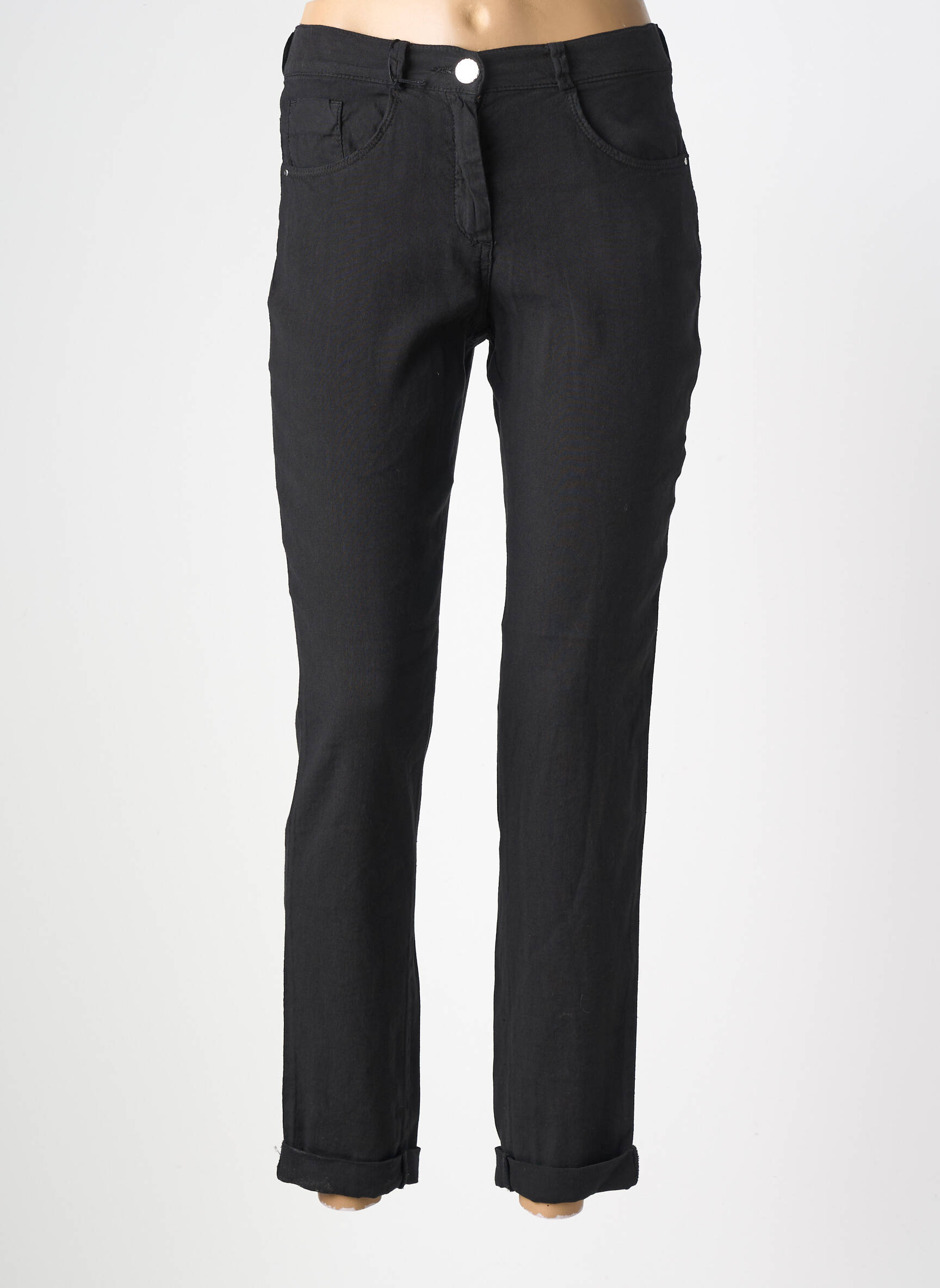 Pantalon slim țesătură poplin mărime normală negru EAST DRIVE femeie