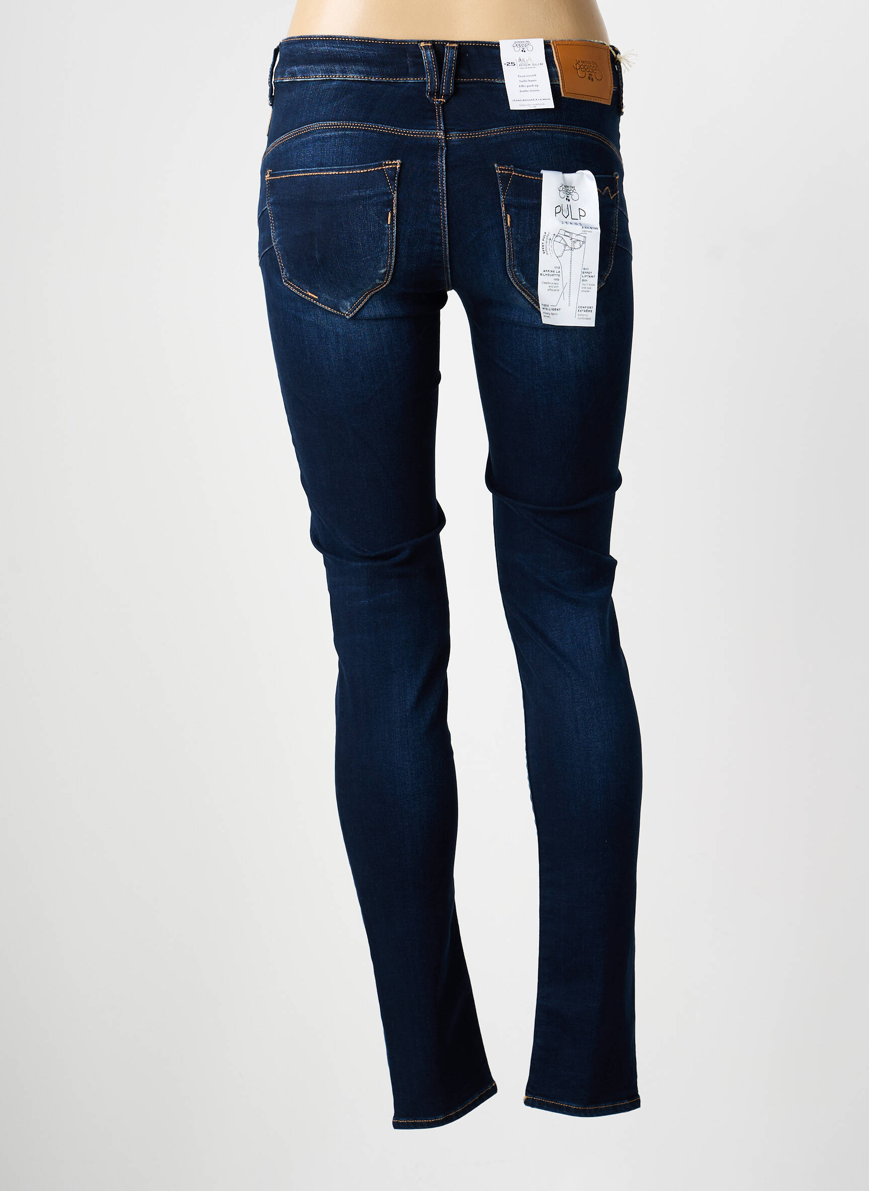 Blugi skinny țesătură brută mărime normală albastru LE TEMPS DES CERISES femeie