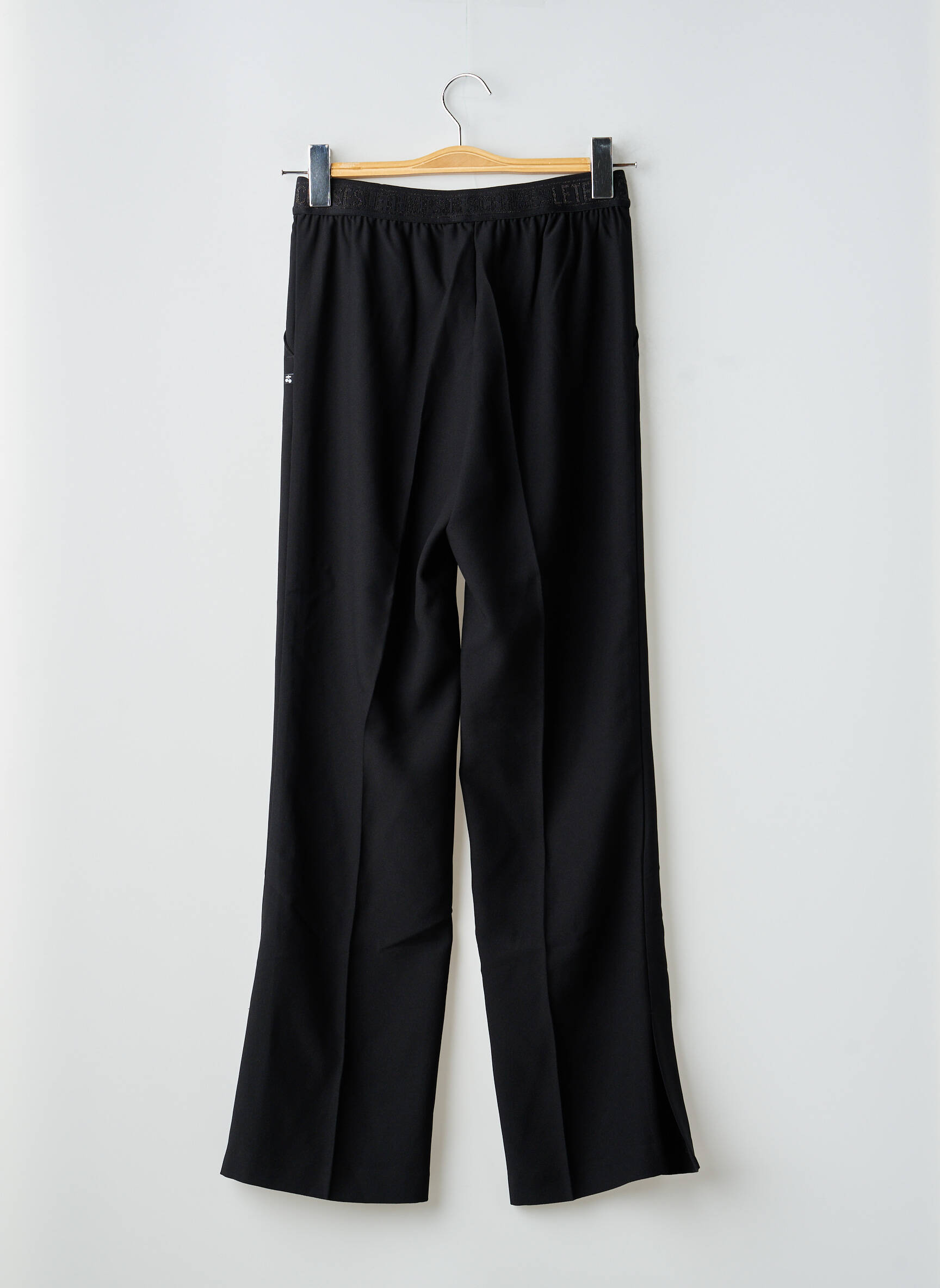 Pantalon drept țesătură crep mărime normală negru LE TEMPS DES CERISES femeie