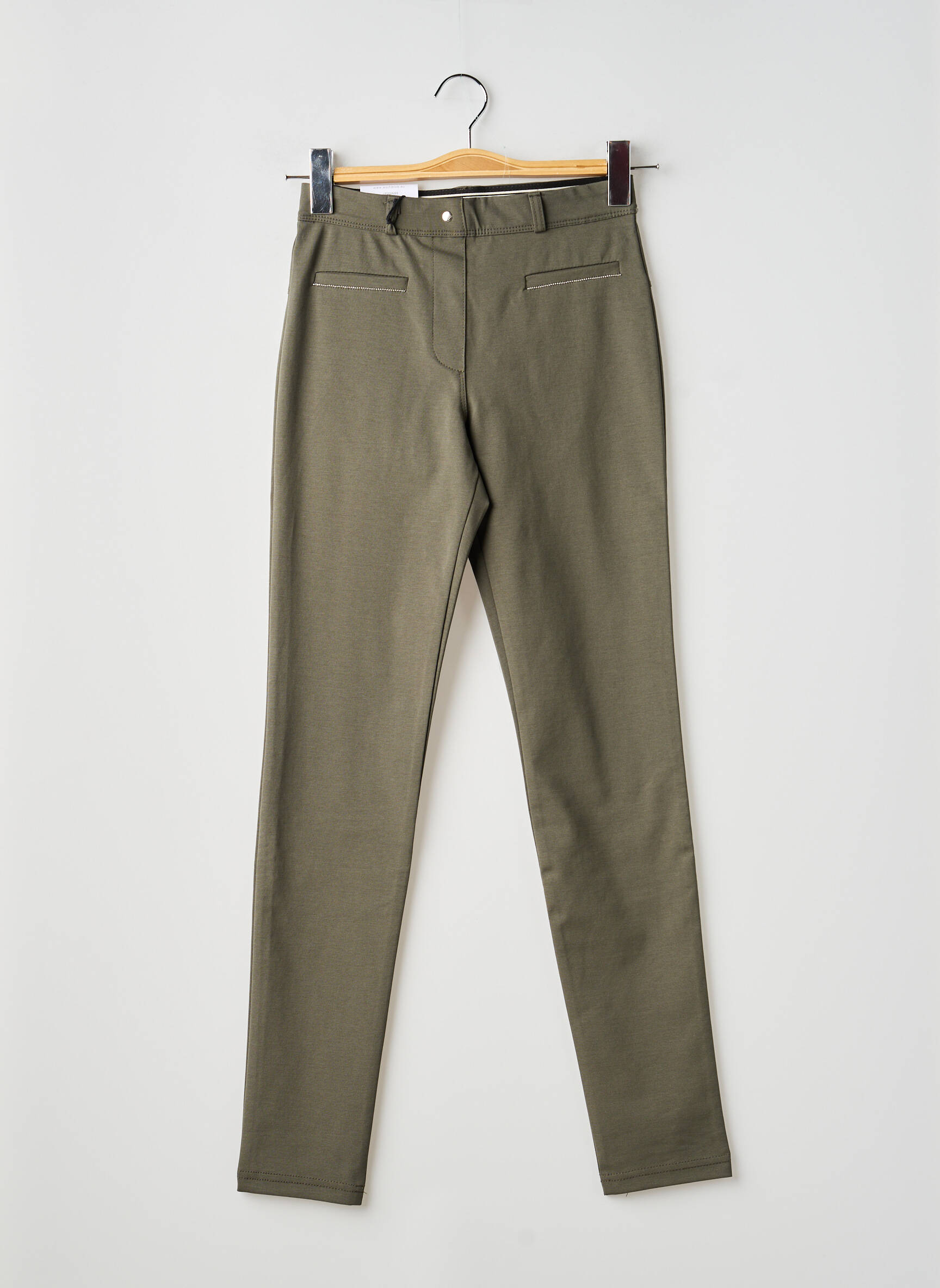 Pantalon slim talie elastică mărime normală verde EAST DRIVE femeie