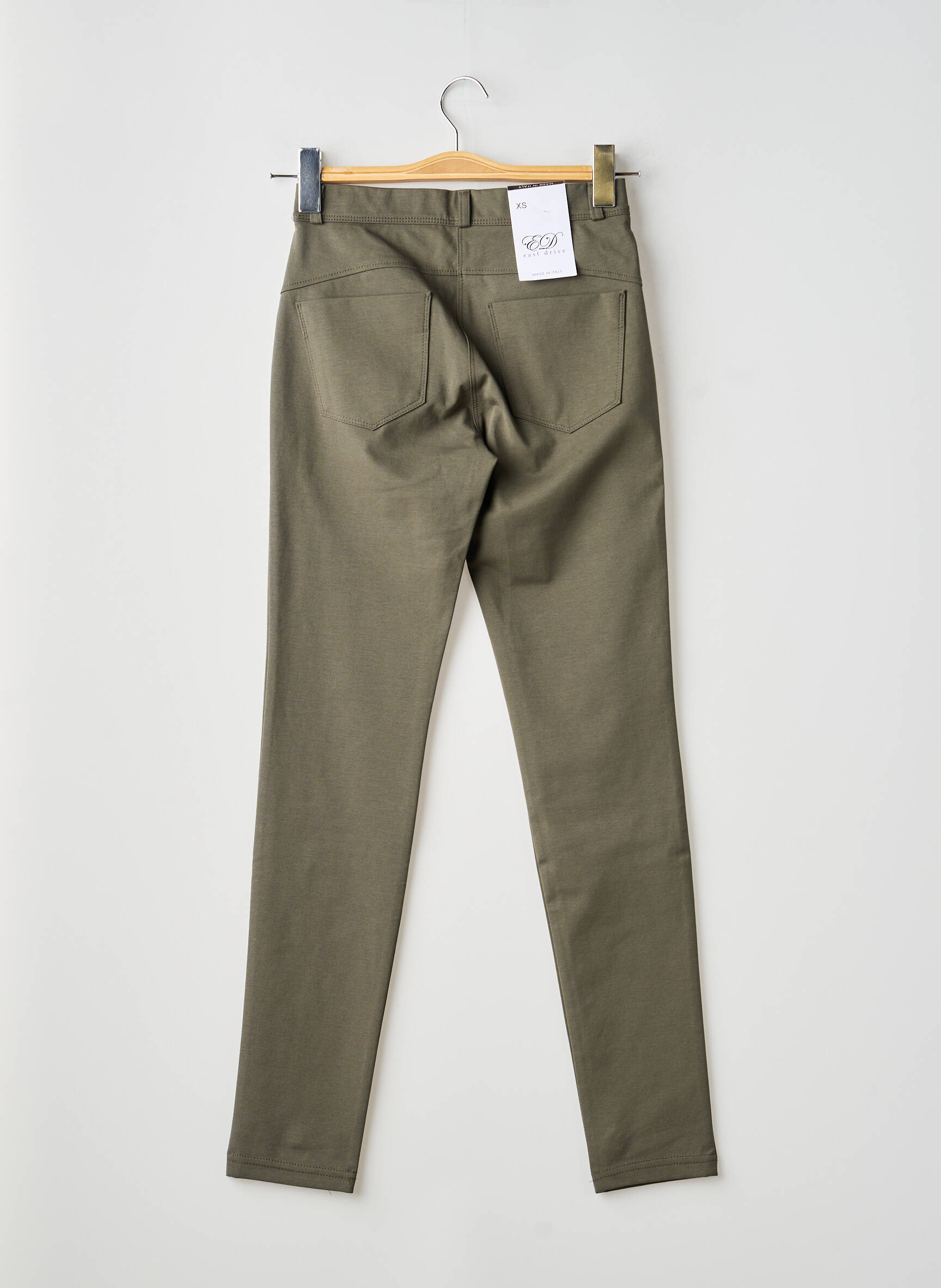 Pantalon slim talie elastică mărime normală verde EAST DRIVE femeie