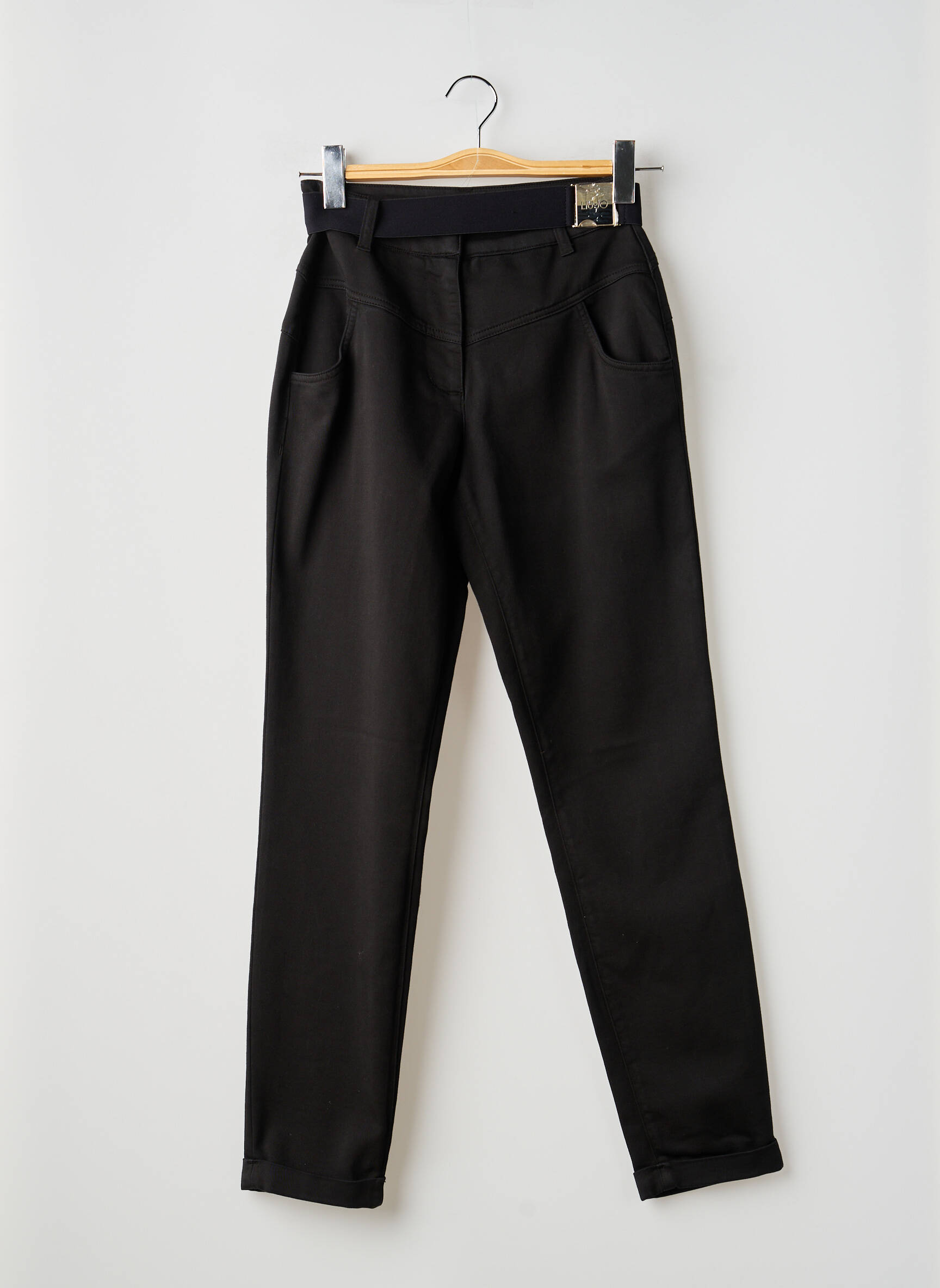 Pantalon slim țesătură poplin mărime normală negru LIU JO femeie