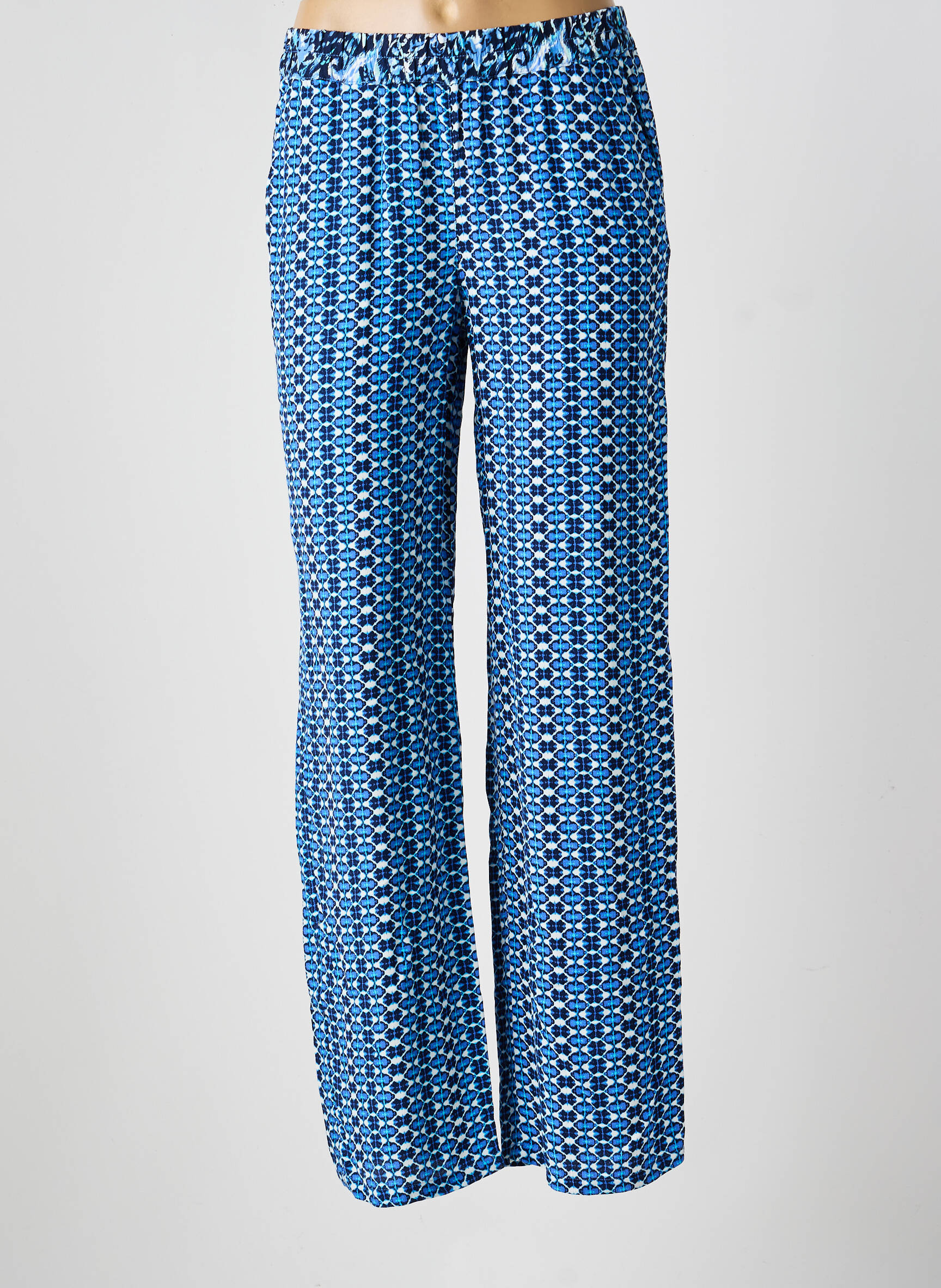 Pantalon drept țesătură crep mărime normală albastru OLSEN femeie