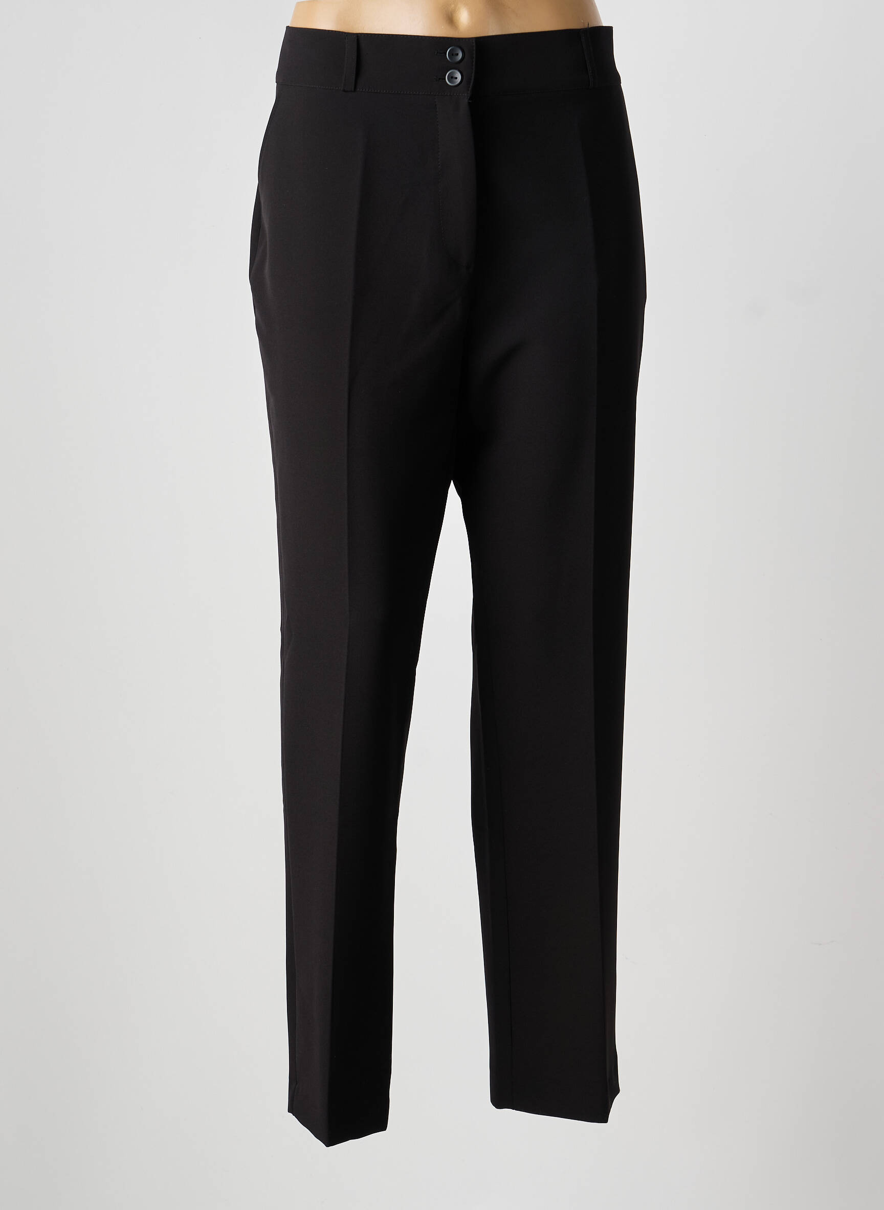 Pantalon drept țesătură crep talie înaltă negru LAUREN VIDAL femeie