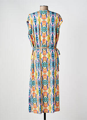 Rochie midi imprimeu fantezie mâneci scurte albastru TINTA STYLE femeie