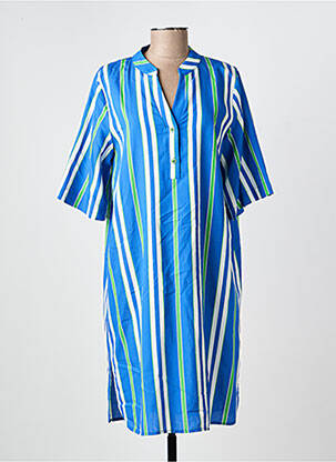 Rochie midi țesătură crep mâneci scurte albastru O'MER femeie
