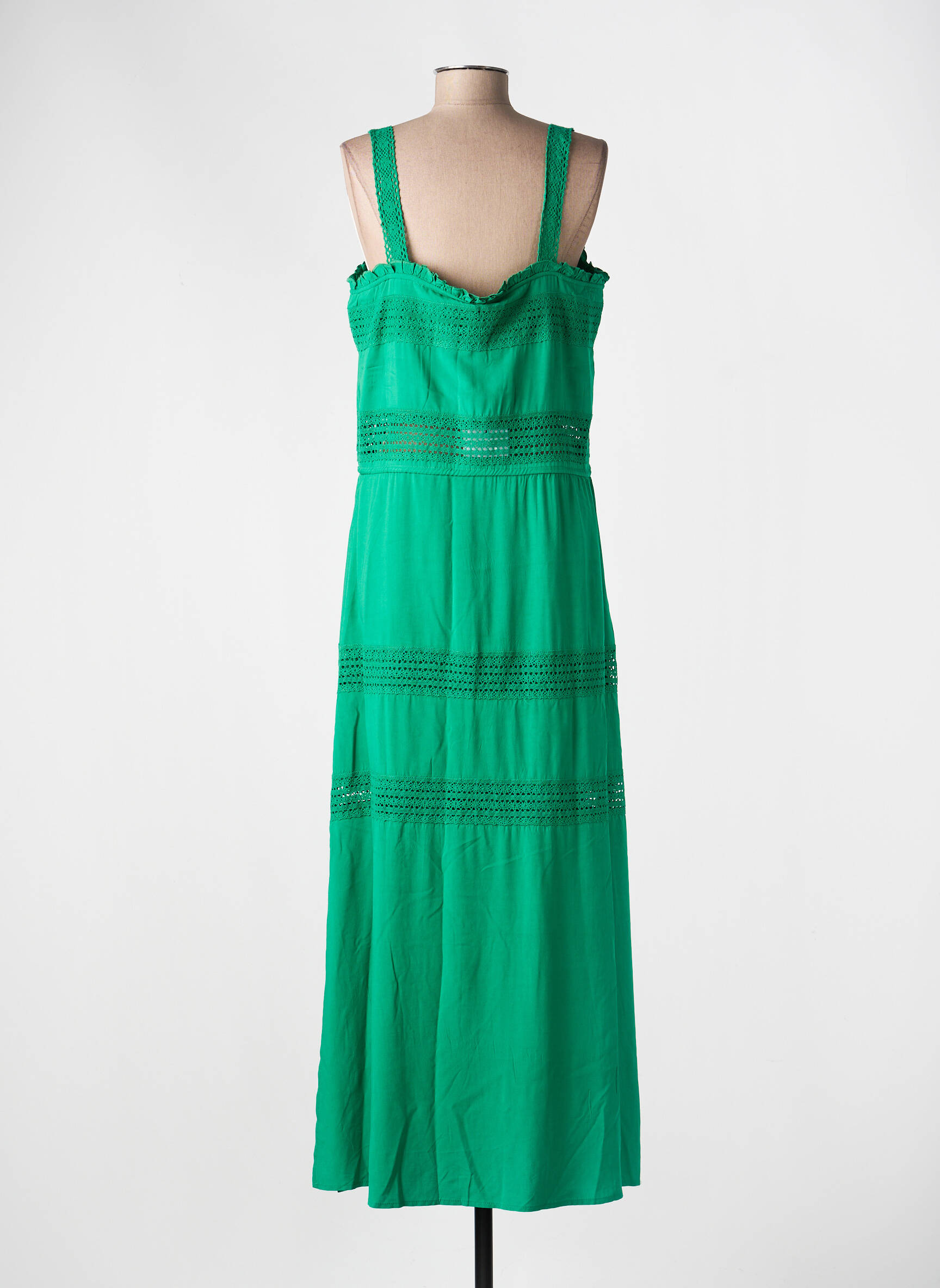 Rochie lungă croială cambrată bretele subțiri verde FREEMAN T.PORTER femeie