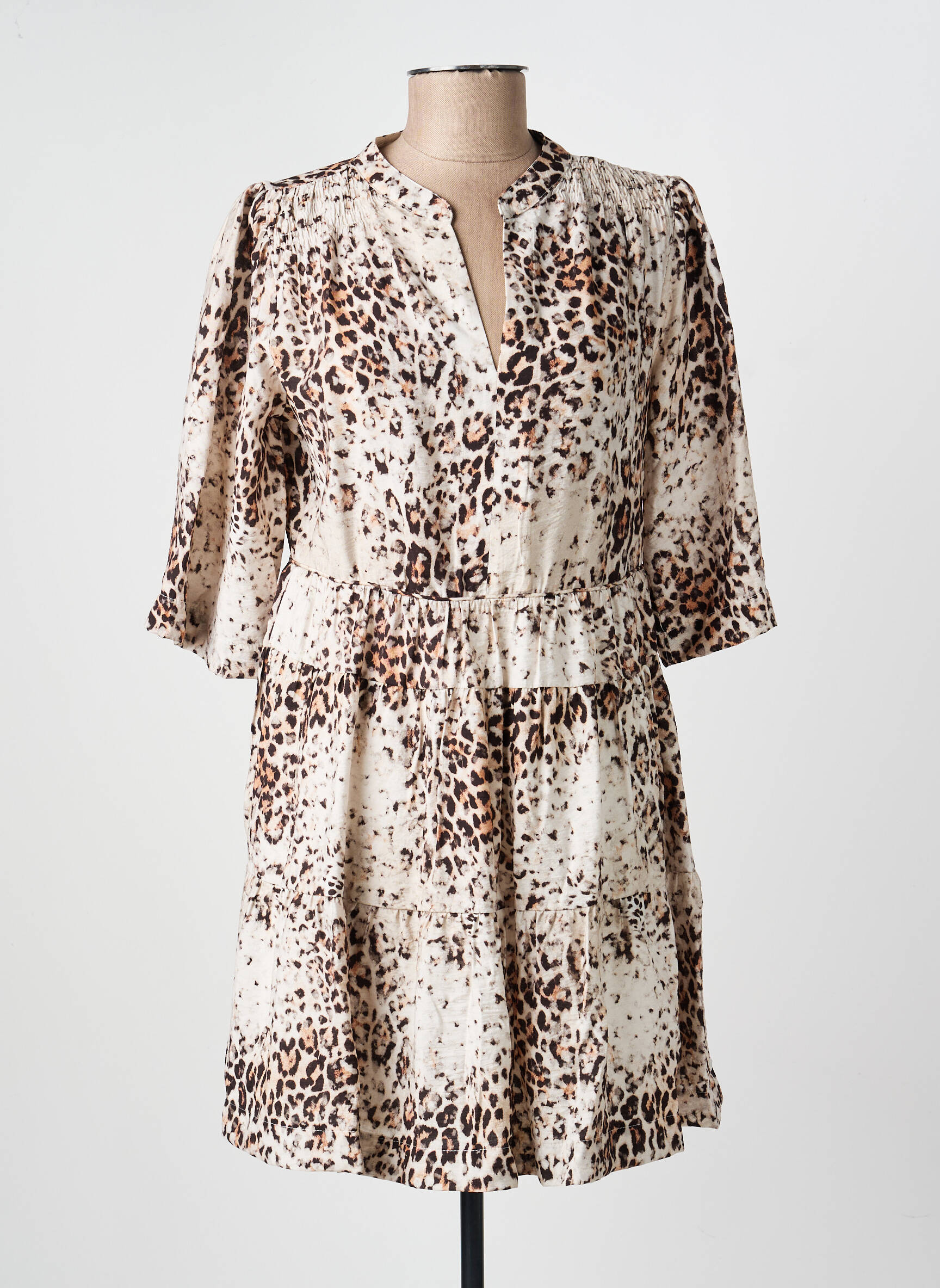 Rochie scurtă mâneci 3/4 mâneci 3/4 bej FREEMAN T.PORTER femeie