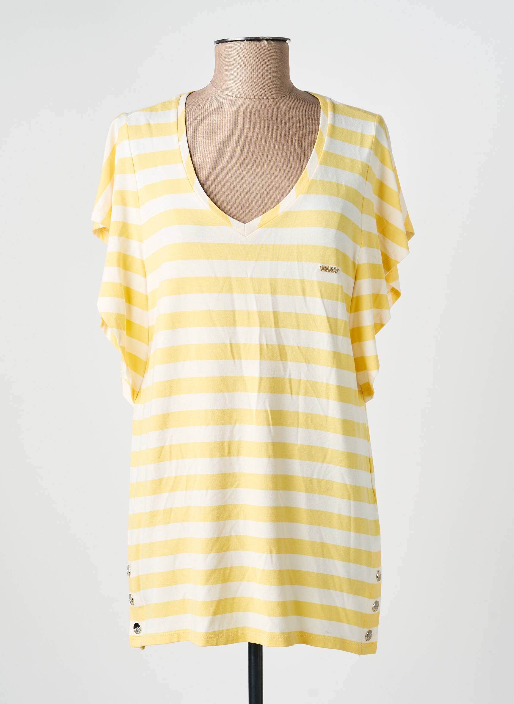 Tricou guler în v mâneci scurte galben LIU JO femeie
