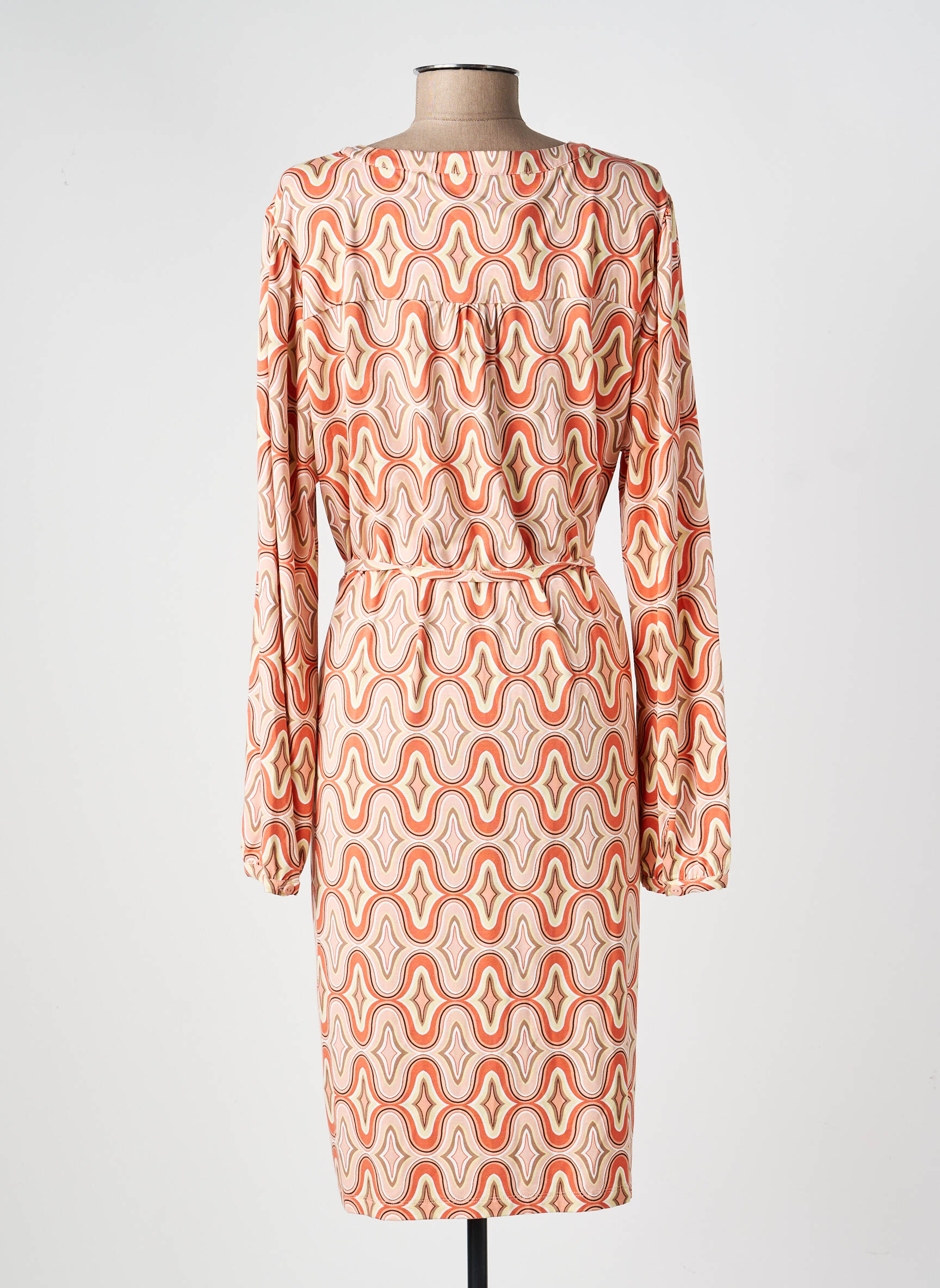 Rochie midi imprimeu fantezie mâneci lungi roz ESQUALO femeie