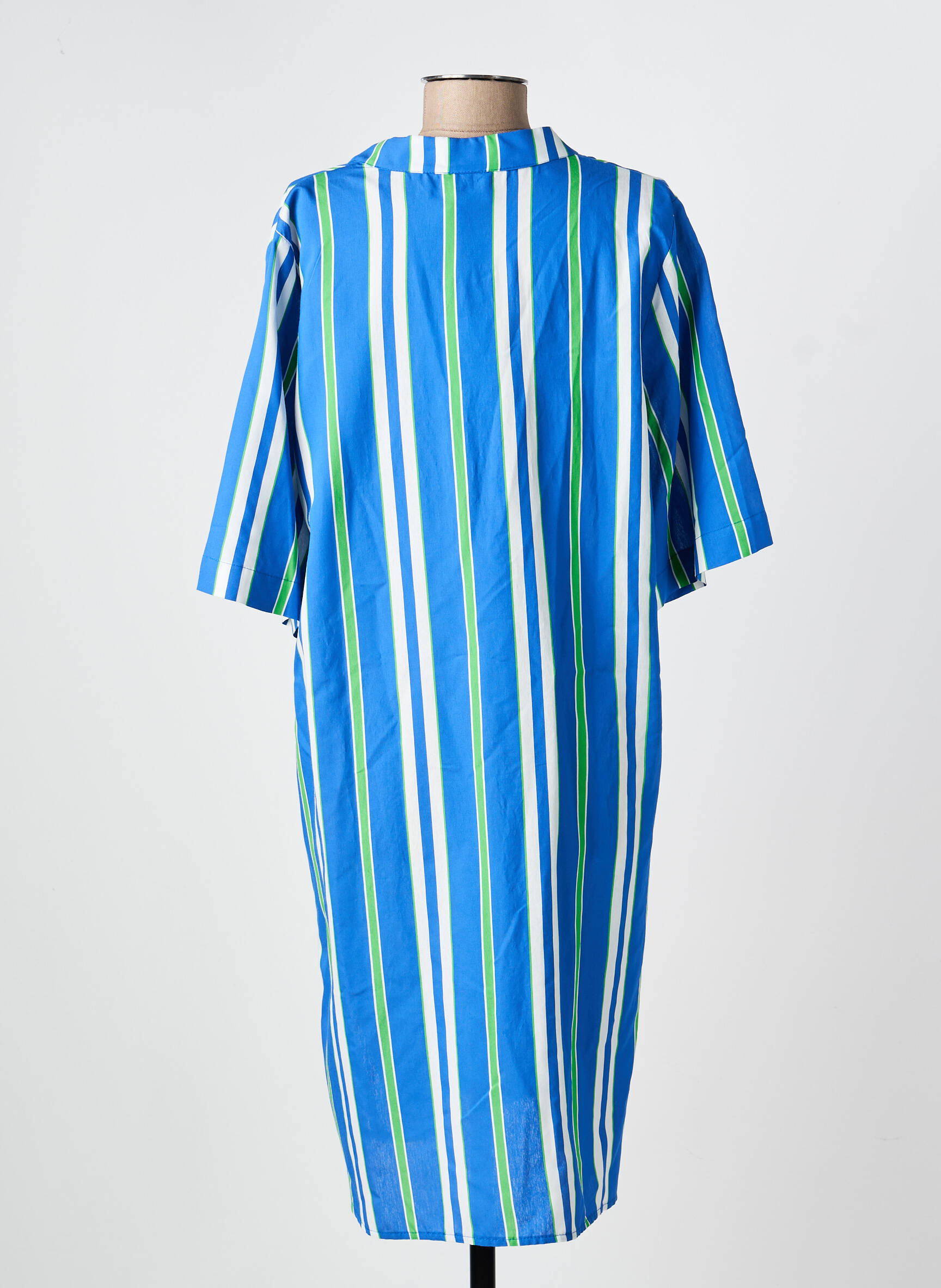 Rochie midi țesătură crep mâneci scurte albastru O'MER femeie