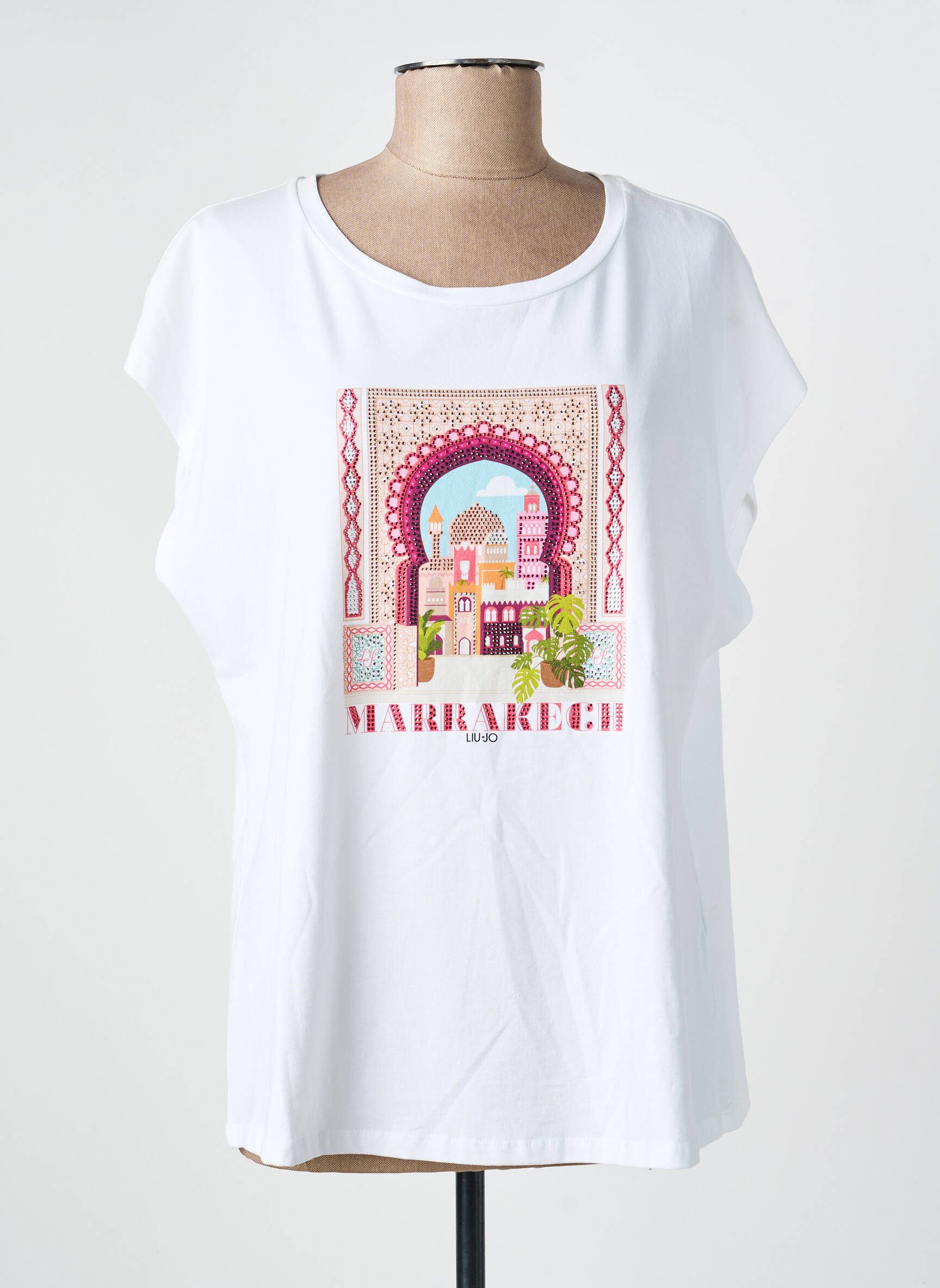 Tricou croială dreaptă mâneci scurte alb LIU JO femeie