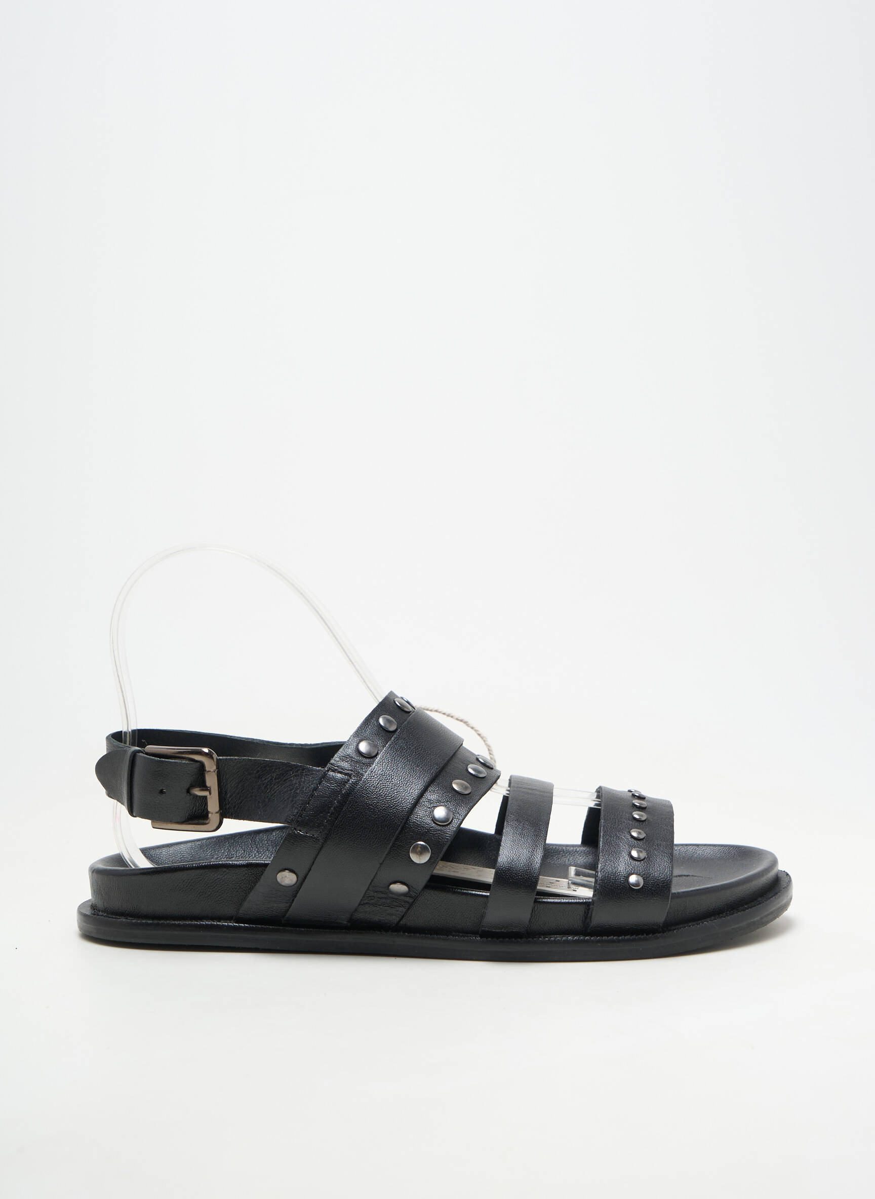 Sandale/pantofi decupați material neted toc plat până la 3 cm negru BIBA femeie