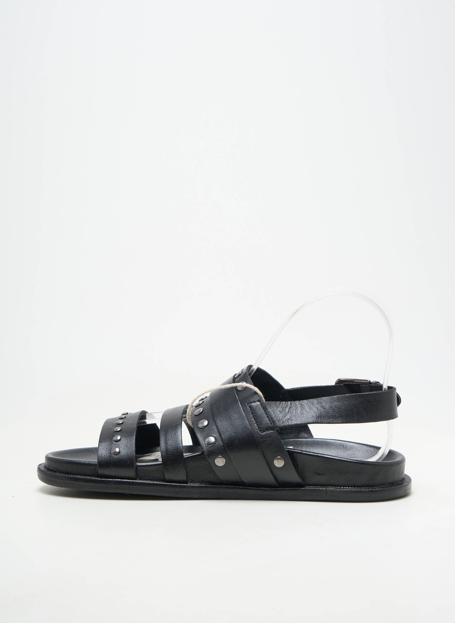 Sandale/pantofi decupați material neted toc plat până la 3 cm negru BIBA femeie