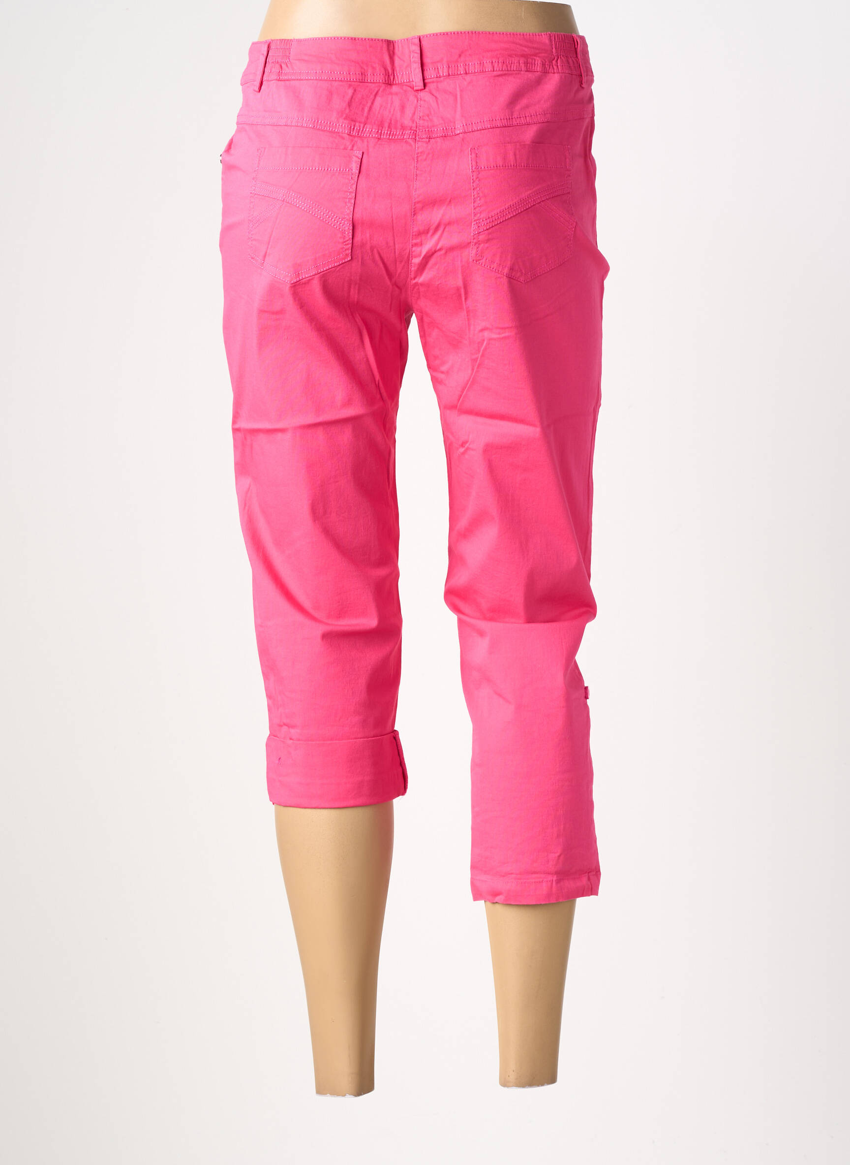 Pantalon trei sferturi talie elastică mărime normală roz AGATHE & LOUISE femeie