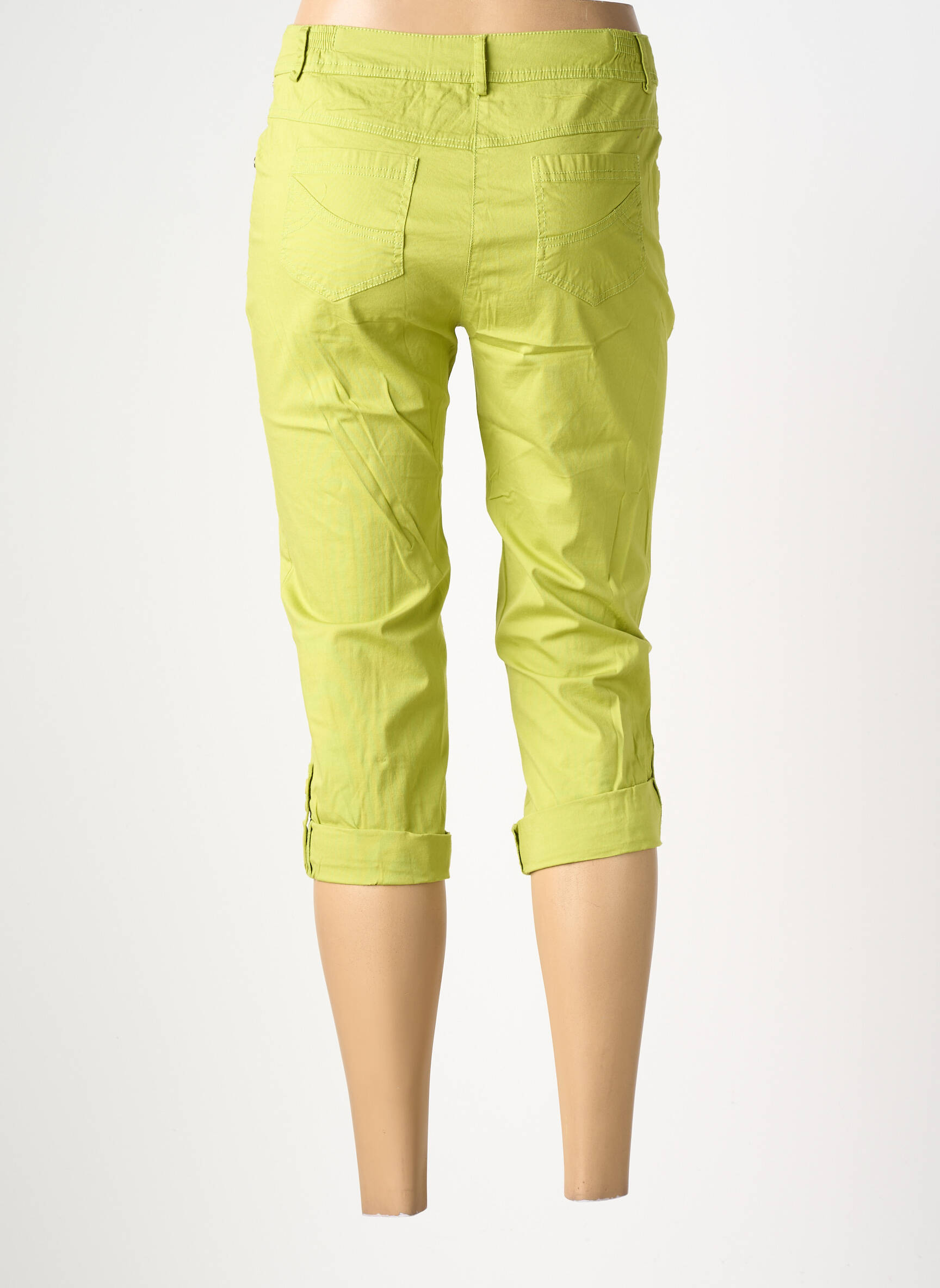 Pantalon trei sferturi țesătură poplin mărime normală verde AGATHE & LOUISE femeie