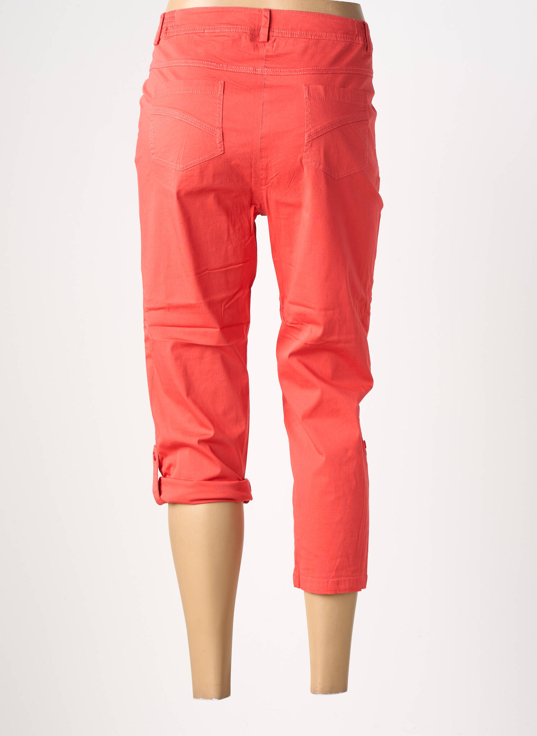 Pantalon trei sferturi talie elastică mărime normală portocalie AGATHE & LOUISE femeie