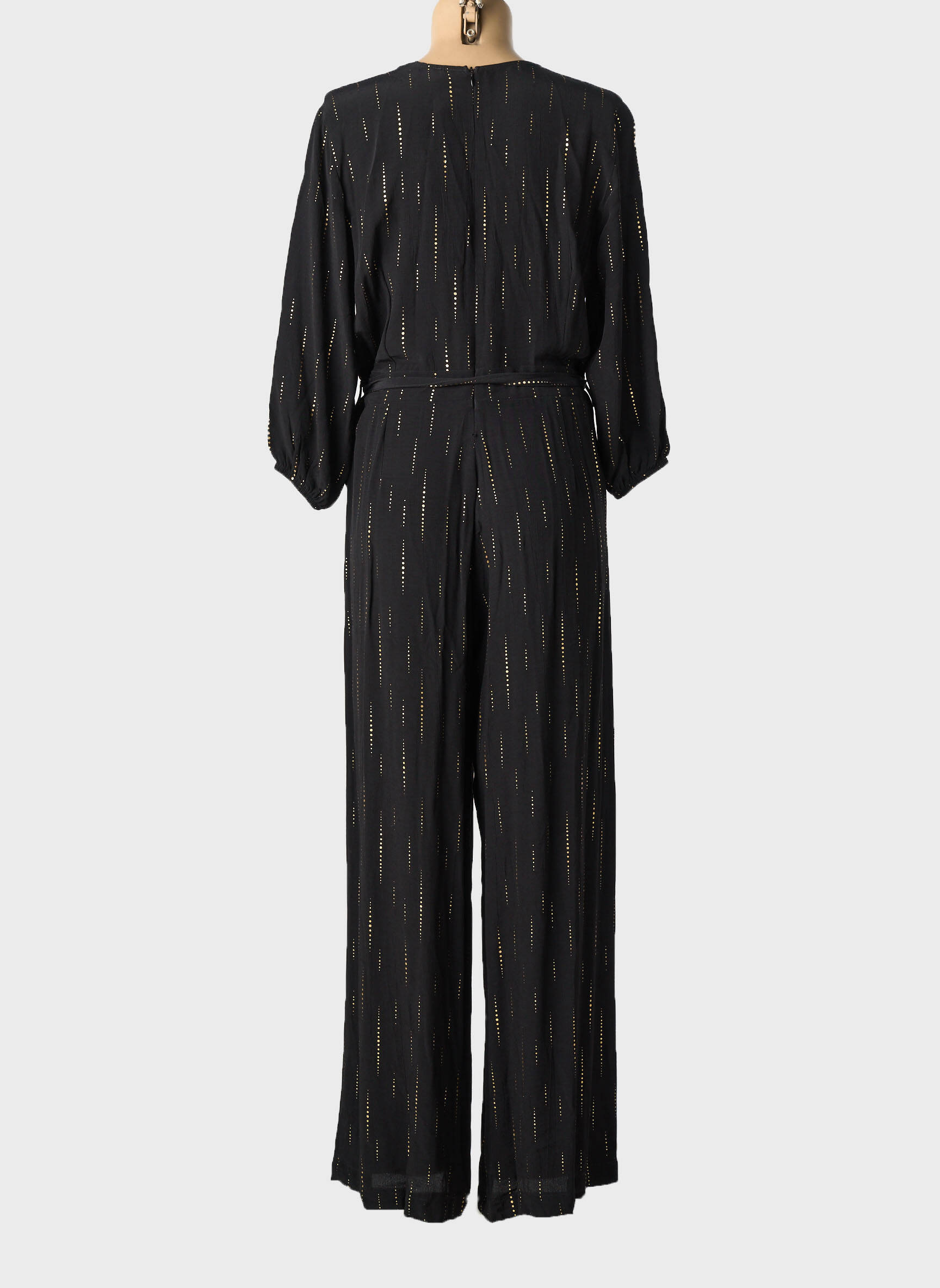 Salopetă-pantalon țesătură crep mâneci 3/4 negru MADEMOISELLE YEYE femeie