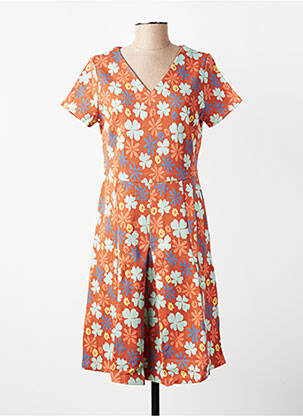 Rochie midi imprimeu fantezie mâneci scurte portocalie WHO'S THAT GIRL femeie