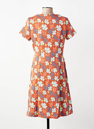 Rochie midi imprimeu fantezie mâneci scurte portocalie WHO'S THAT GIRL femeie
