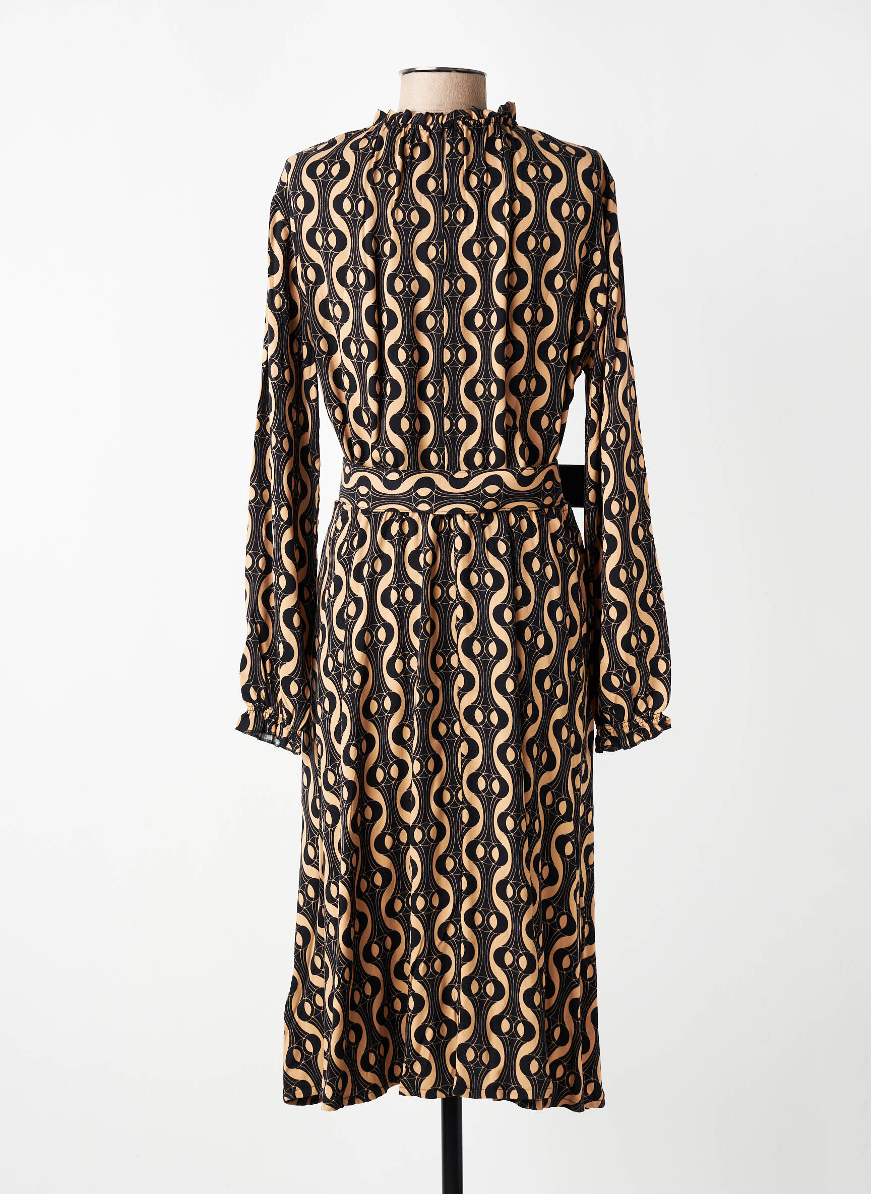 Rochie lungă imprimeu fantezie mâneci lungi negru MADEMOISELLE YEYE femeie
