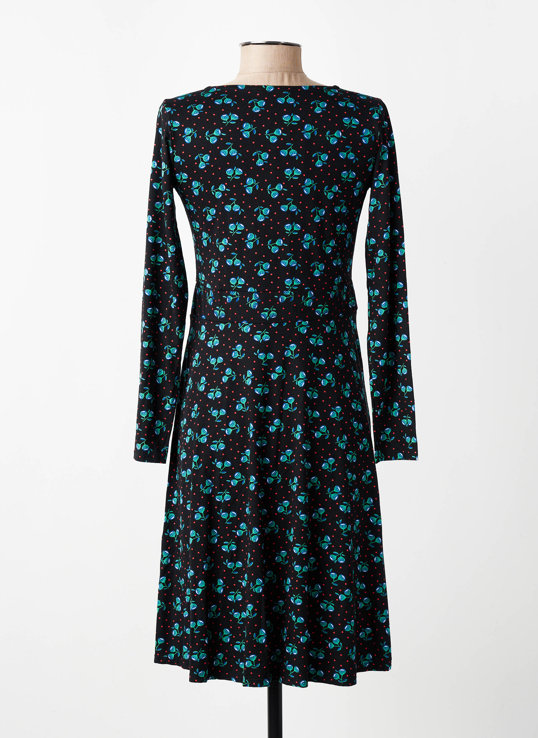 Rochie midi imprimeu fantezie mâneci lungi negru PRINCESSE NOMADE femeie