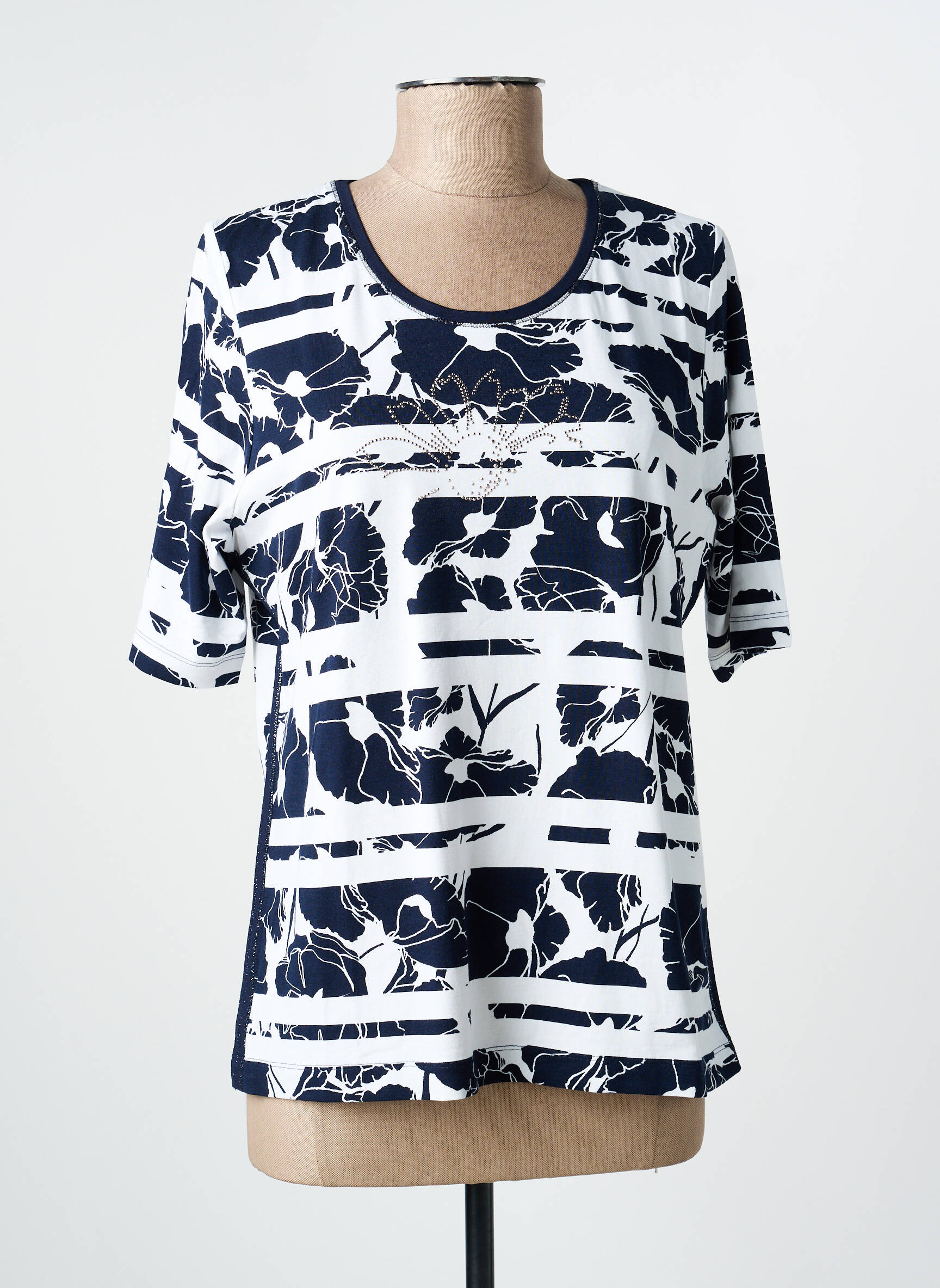 Tricou imprimeu fantezie mâneci scurte albastru RABE femeie