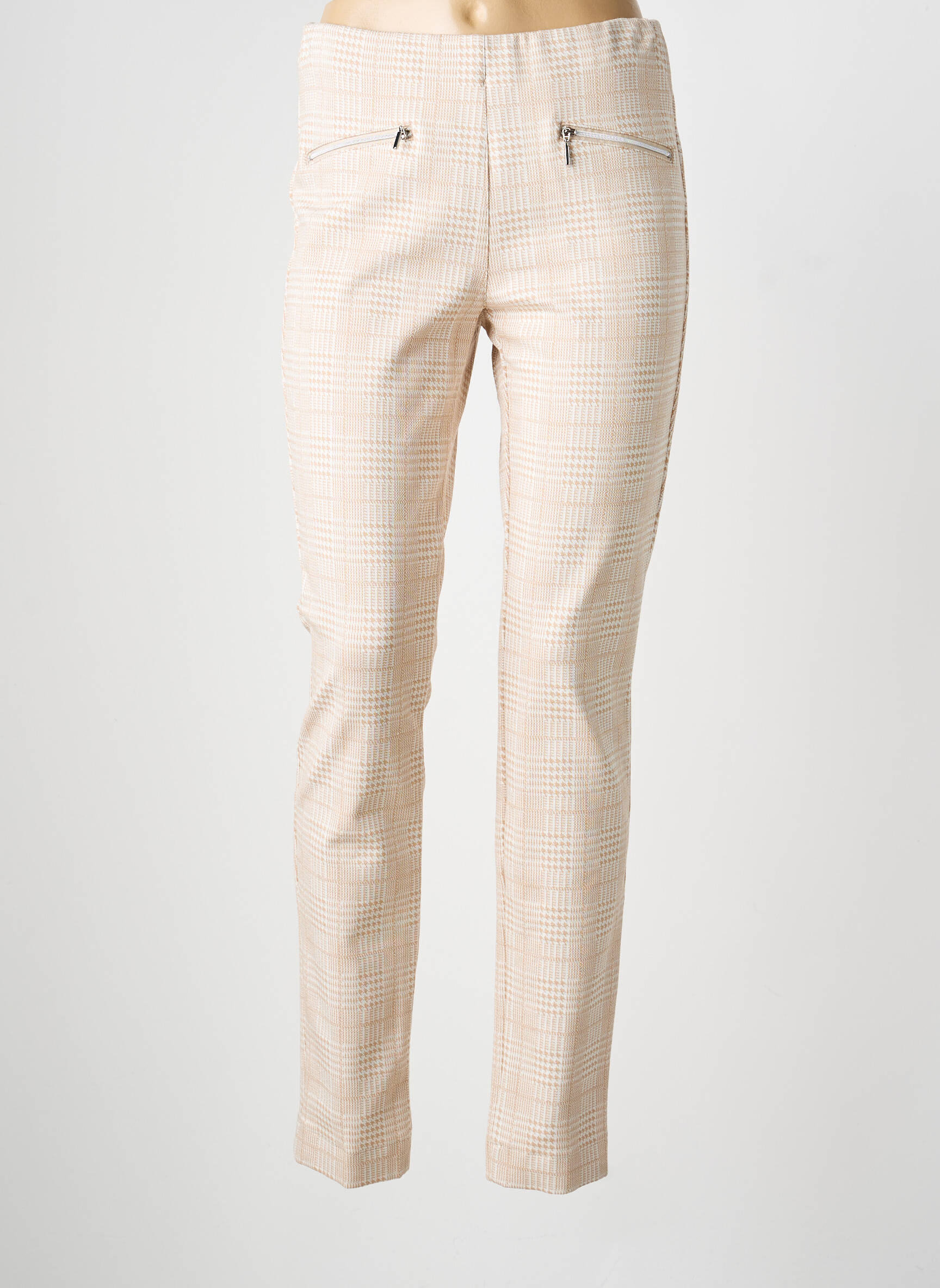 Pantalon slim talie elastică mărime normală bej GARDEUR femeie