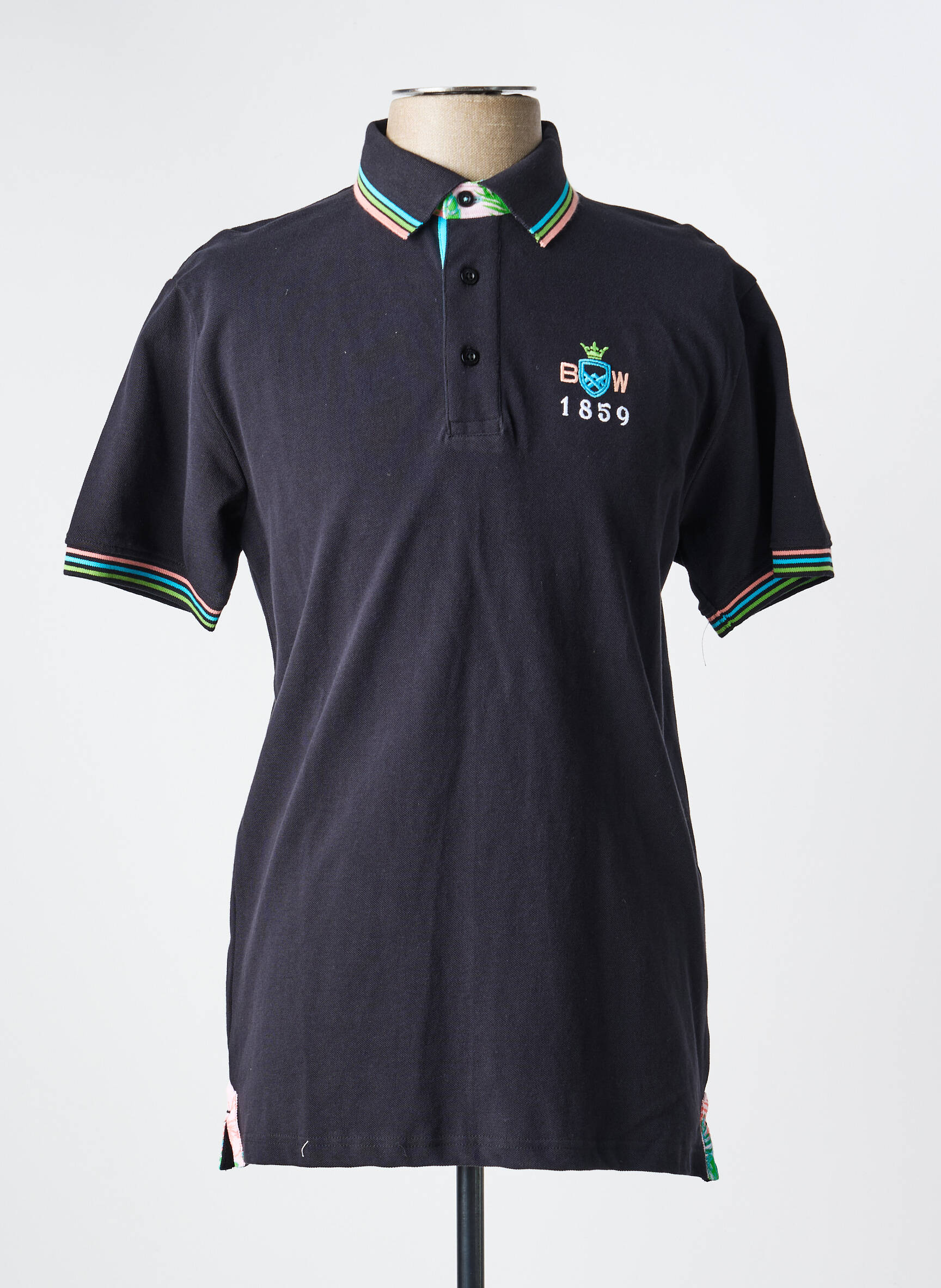 Polo croială dreaptă mâneci scurte negru BLACK WELLIS bărbat