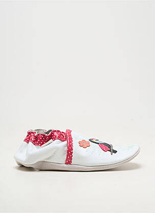 Papuci/pantofi de casă material neted vârf rotund alb ROBEEZ fată