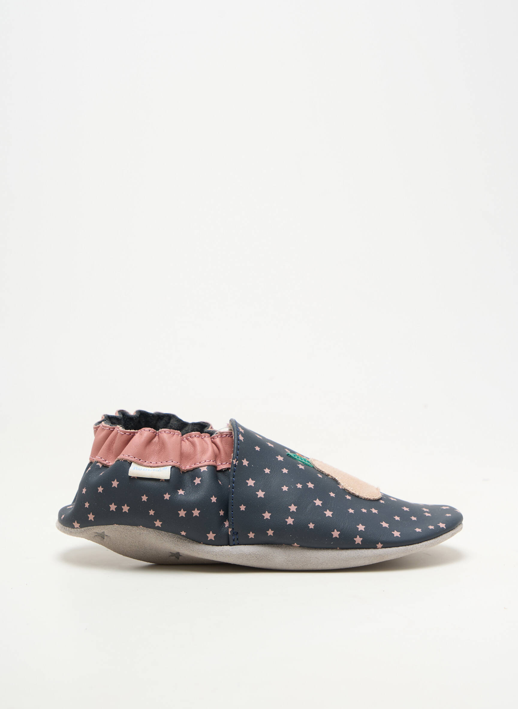 Papuci/pantofi de casă material neted vârf rotund albastru ROBEEZ fată