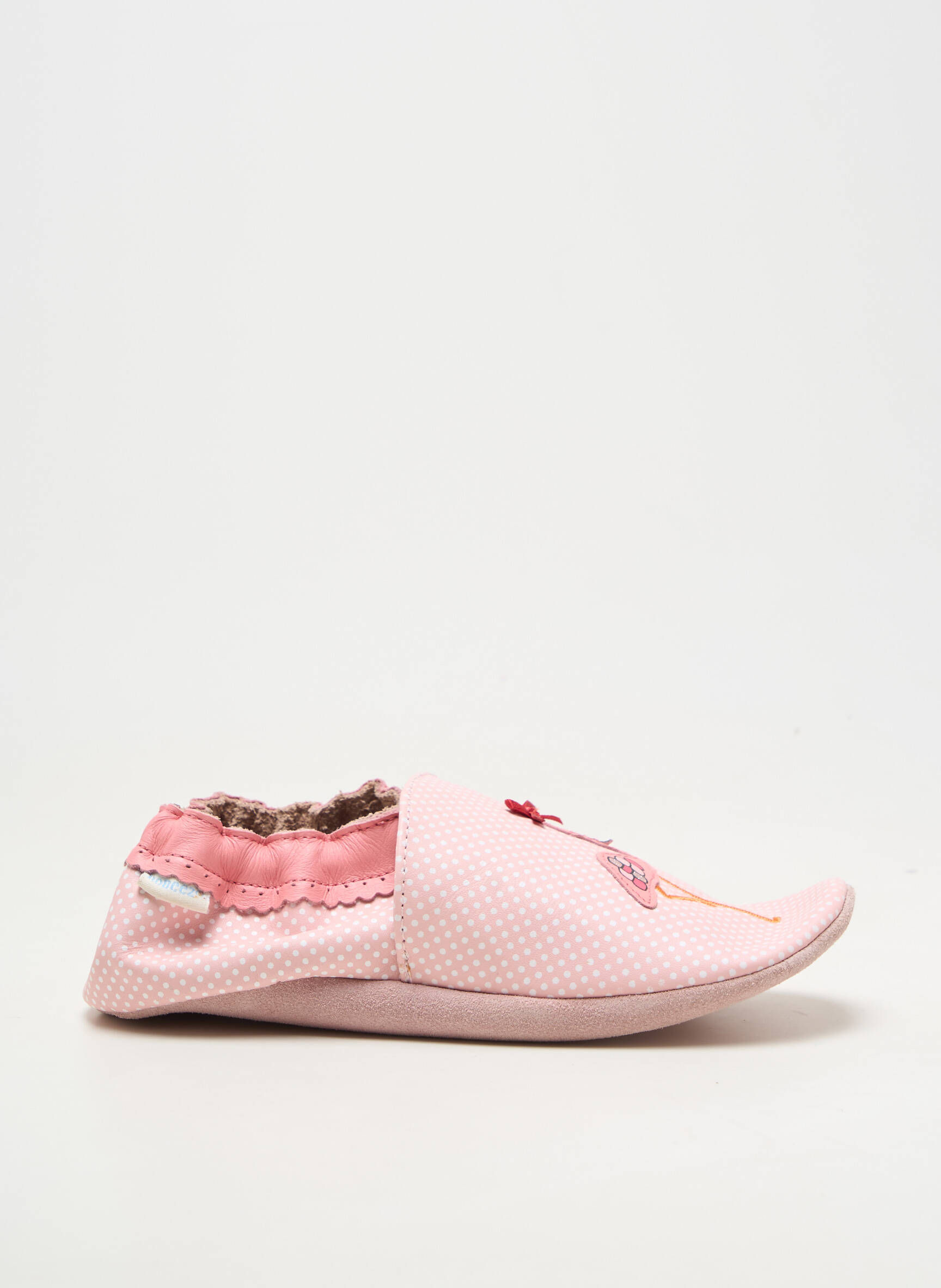 Papuci/pantofi de casă material neted vârf rotund roz ROBEEZ fată