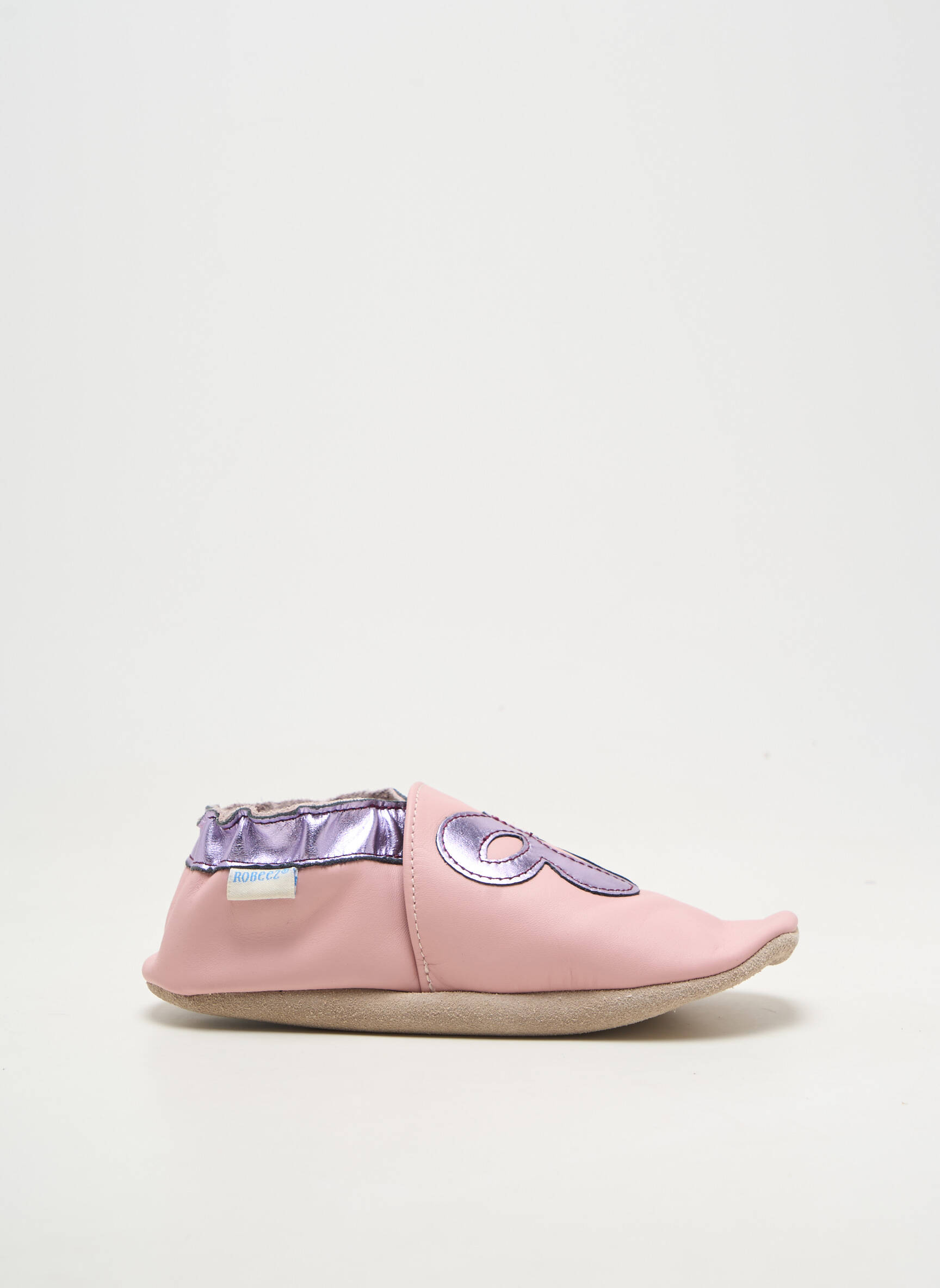 Papuci/pantofi de casă material neted vârf rotund roz ROBEEZ fată