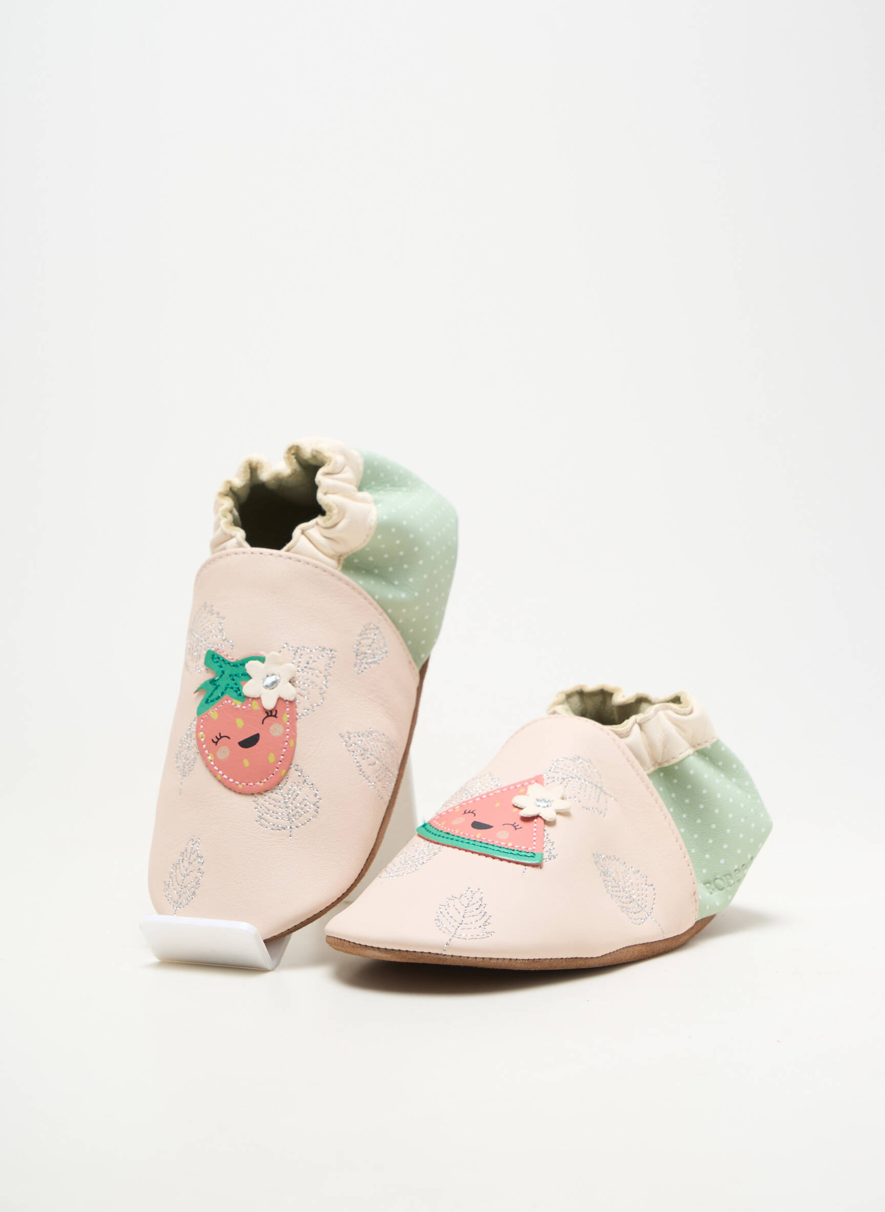 Papuci/pantofi de casă material neted vârf rotund roz ROBEEZ fată